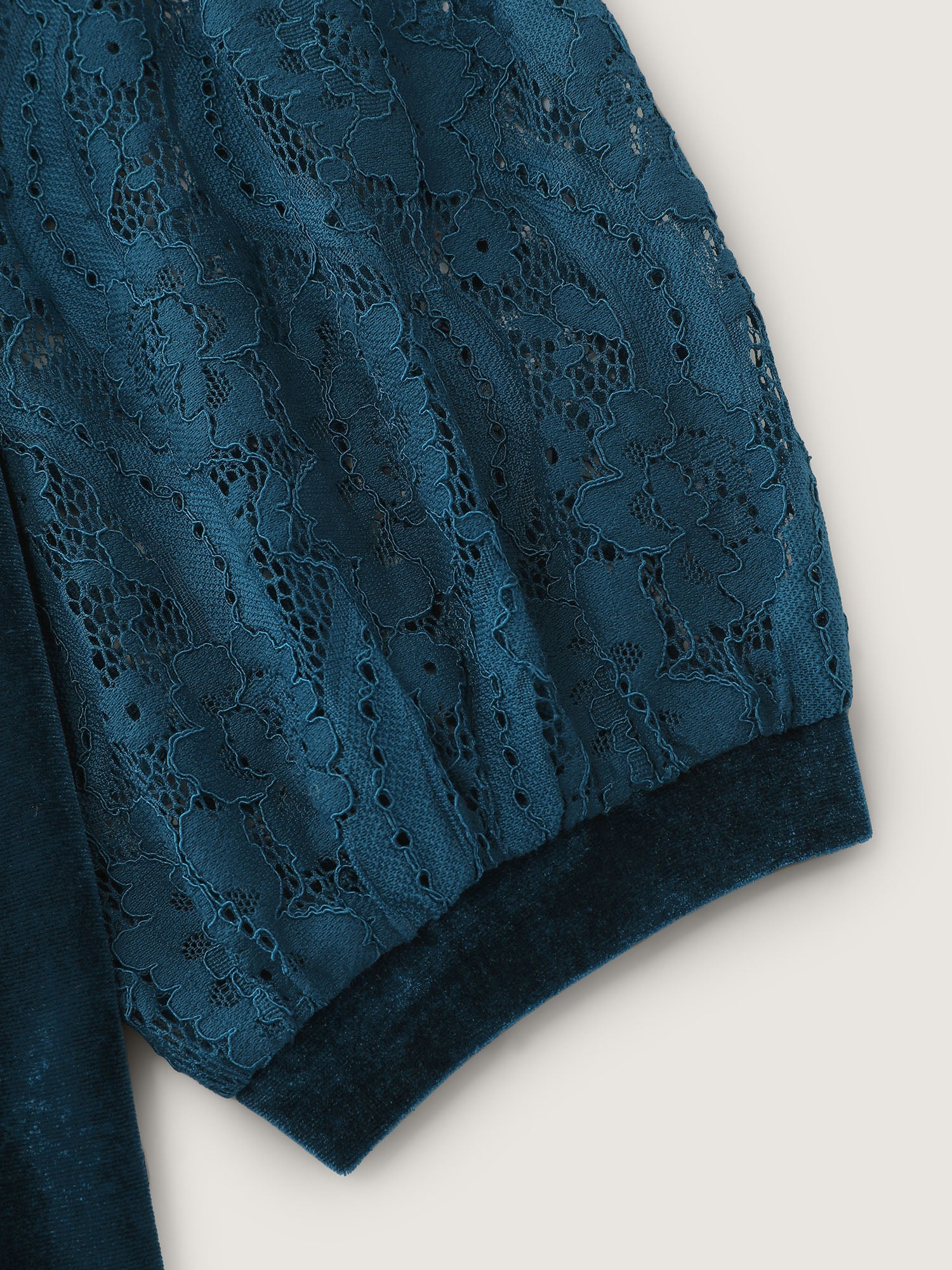 Velvet Sheer Lace Raglan Sleeve Blouse - Image 6