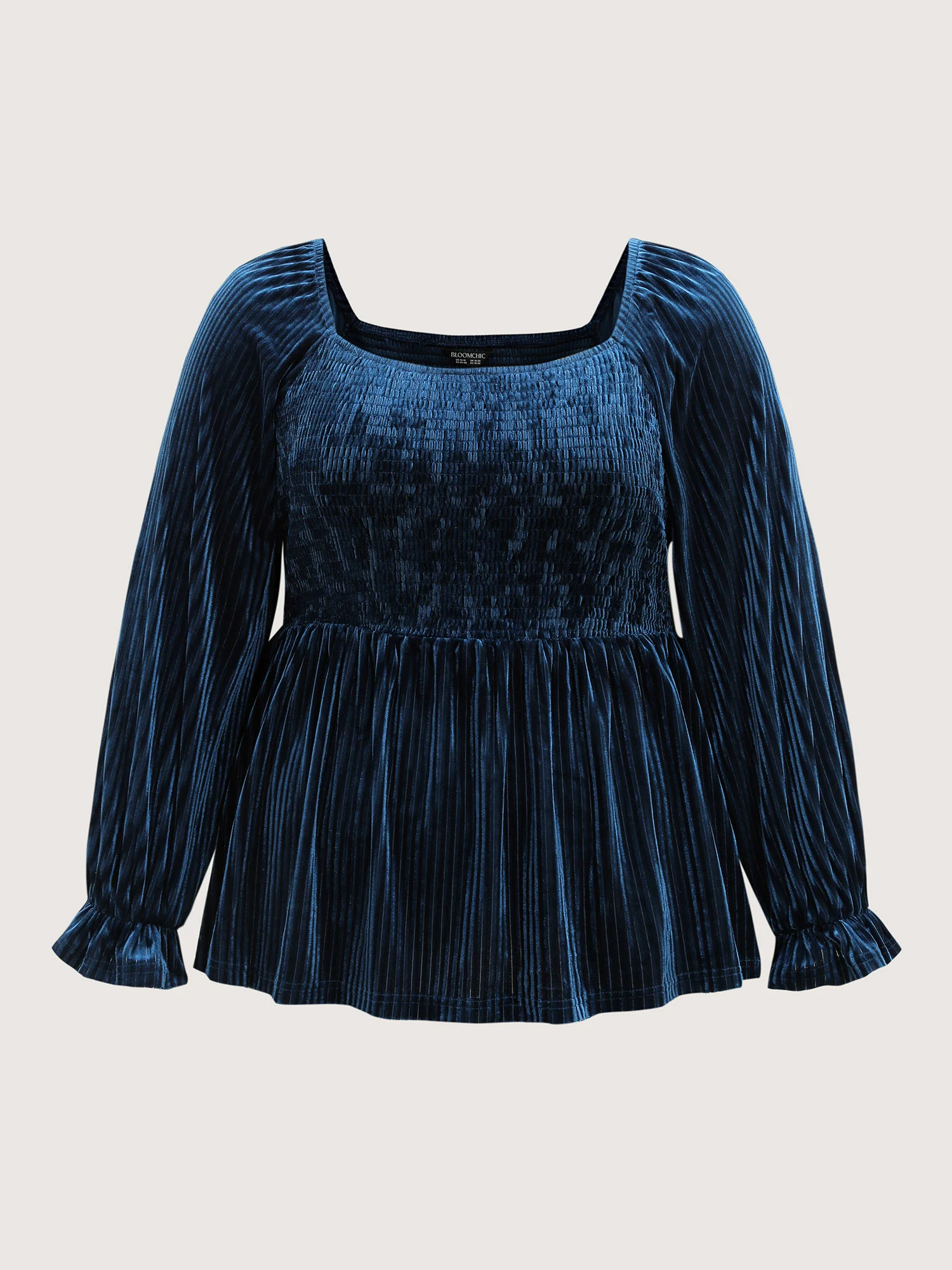 Velvet Shirred Bodice Stretchy Waist Blouse - Image 7