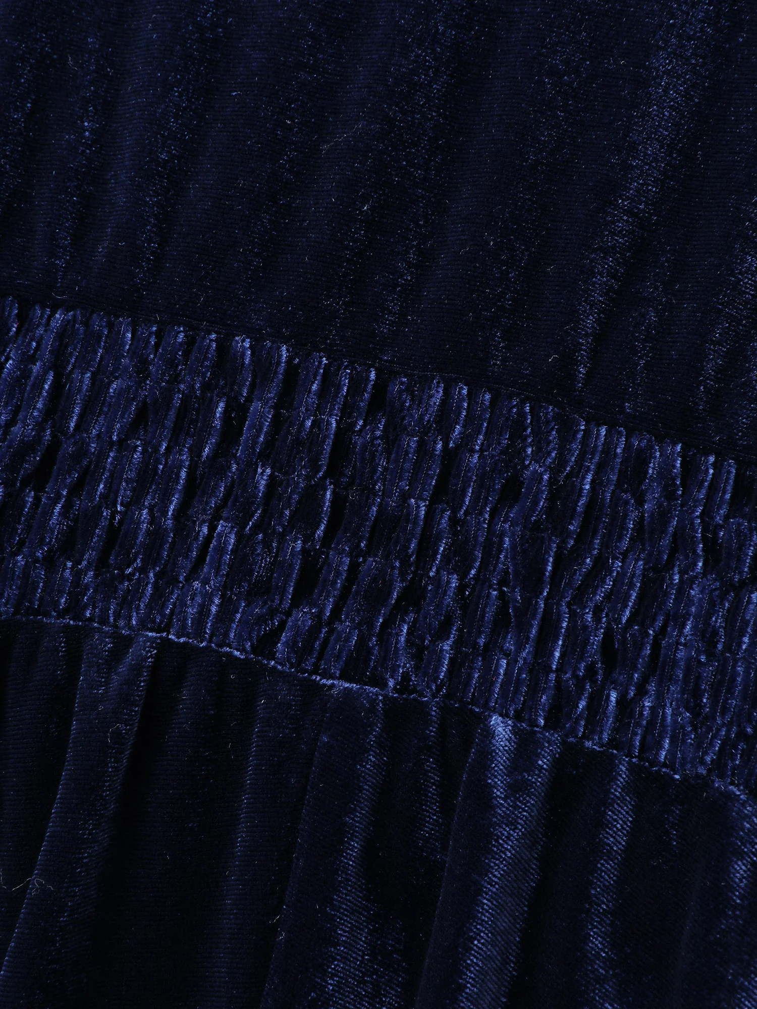 Velvet Shirred Waist Asymmetrical Hem Midi Dress - Image 5