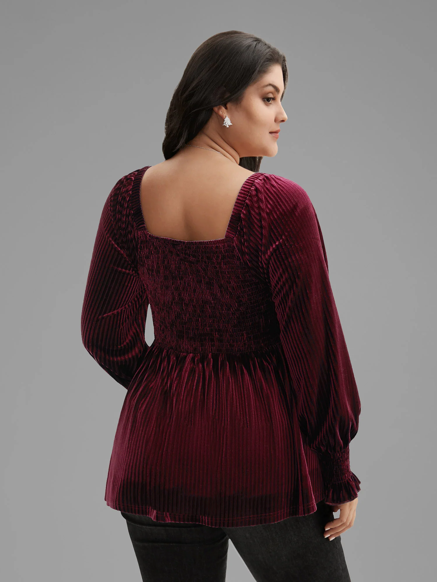 Velvet Smocked Bodice Jersey Top - Image 13