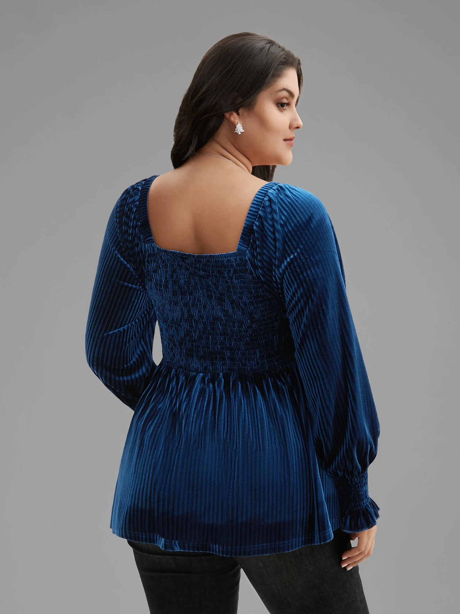 Velvet Smocked Bodice Jersey Top - Image 5