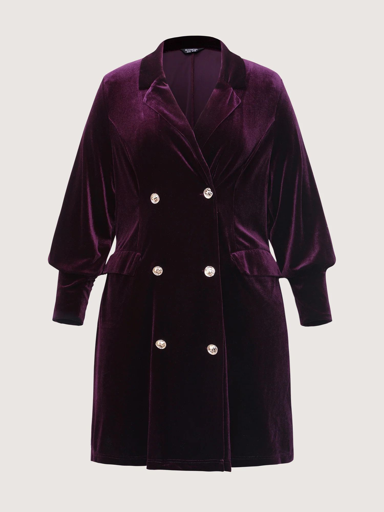 Velvet Stretchy Button Blazer Midi Dress - Image 9