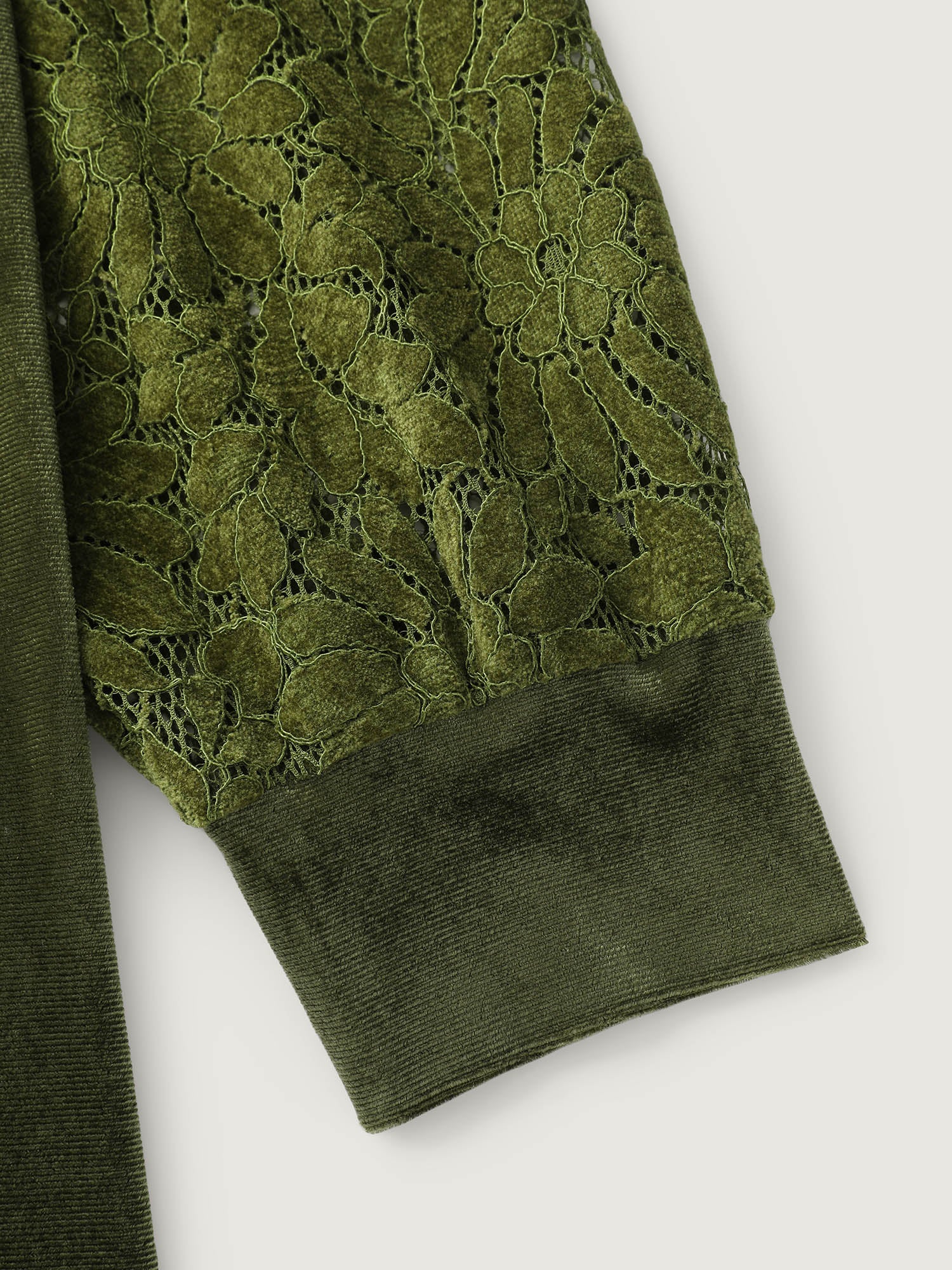 Velvet Stretchy Spliced V-Neck Blouse - Image 6