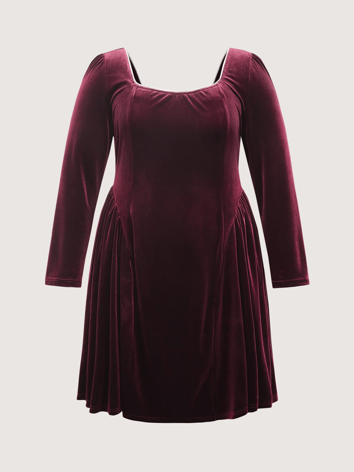 Velvet Structured Pleated Bodice Midi Dress - Image 8