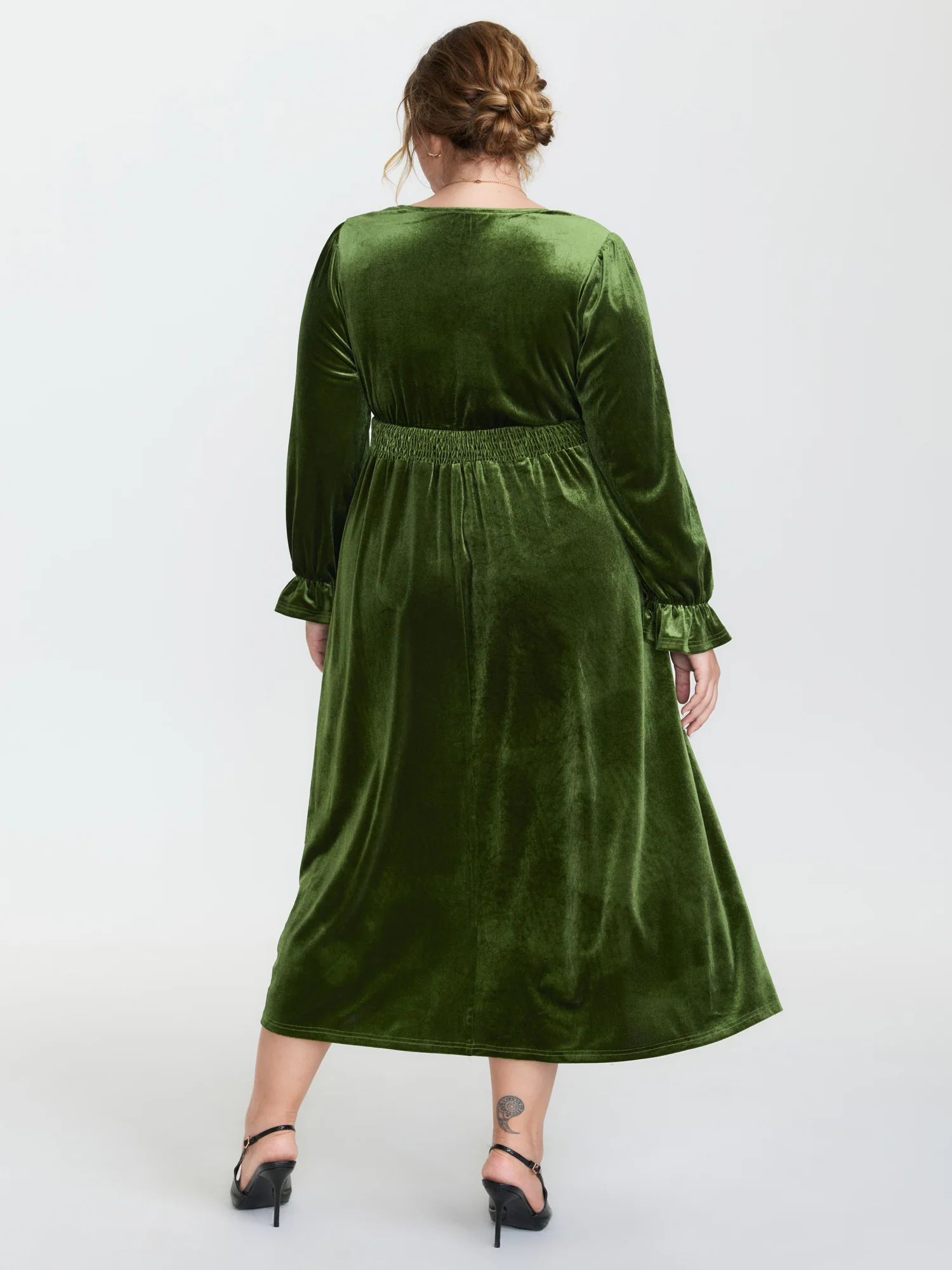 Velvet Triangular Shirred Waist Maxi Dress - Image 4