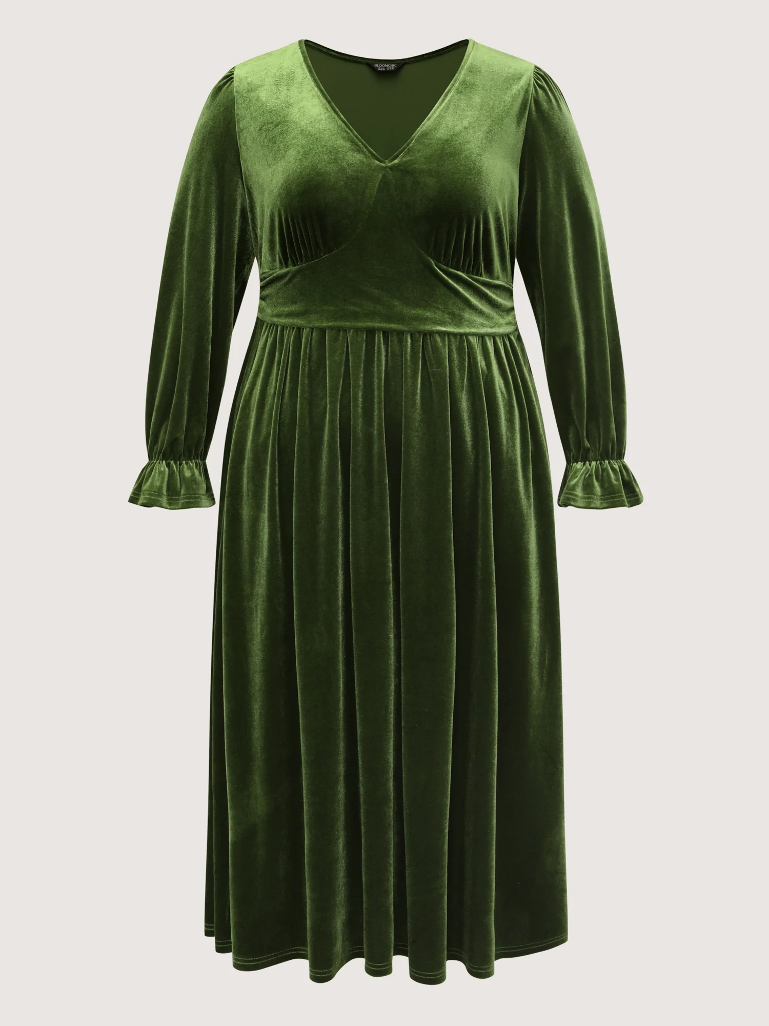 Velvet Triangular Shirred Waist Maxi Dress - Image 7
