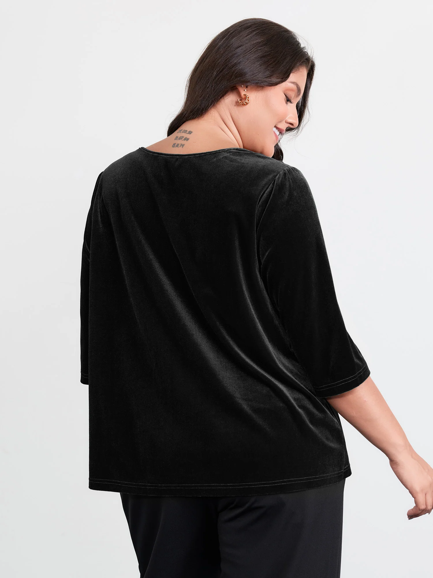 Velvet Twist Neckline Cut-Out Blouse - Image 10