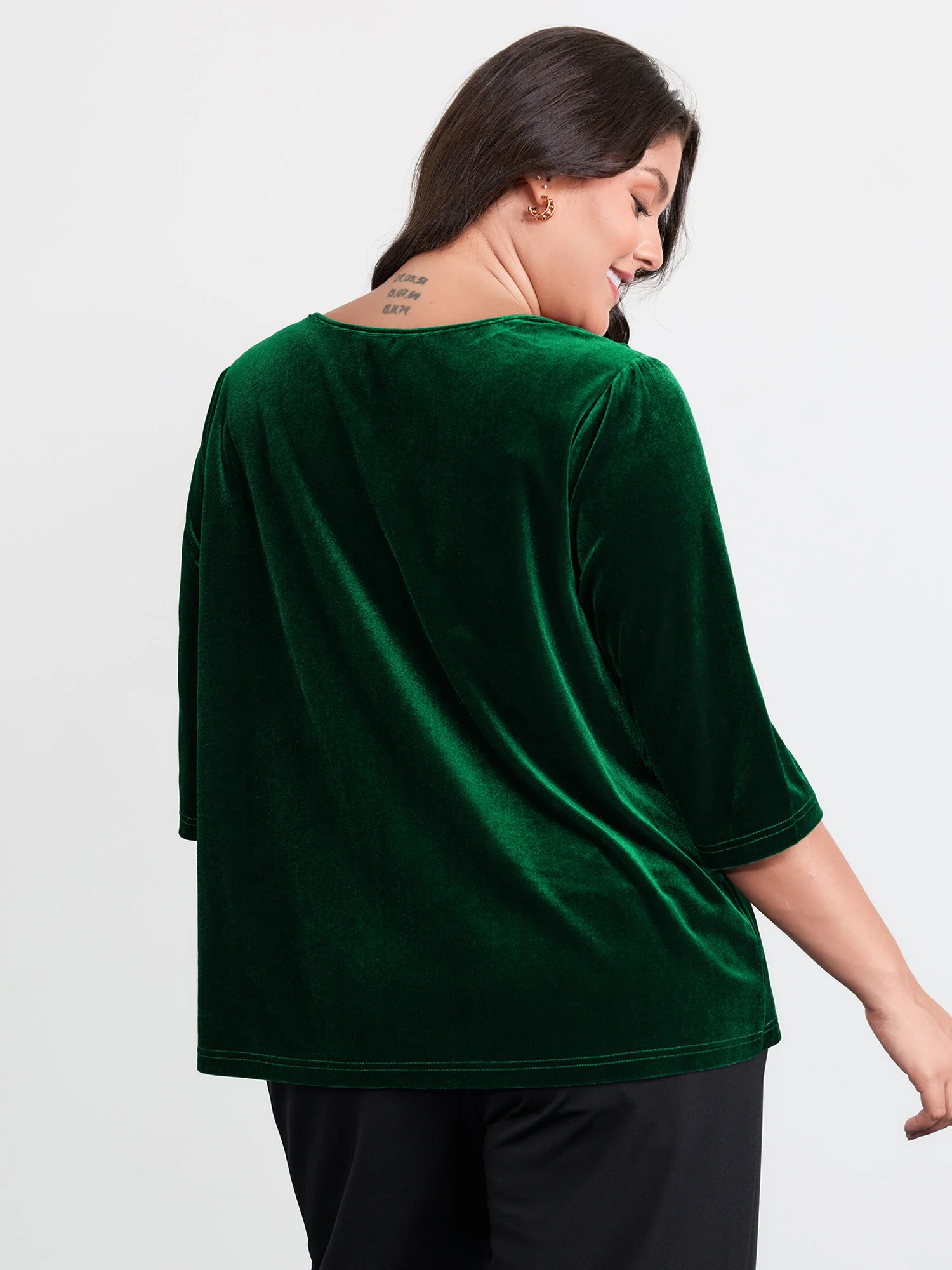 Velvet Twist Neckline Cut-Out Blouse - Image 4