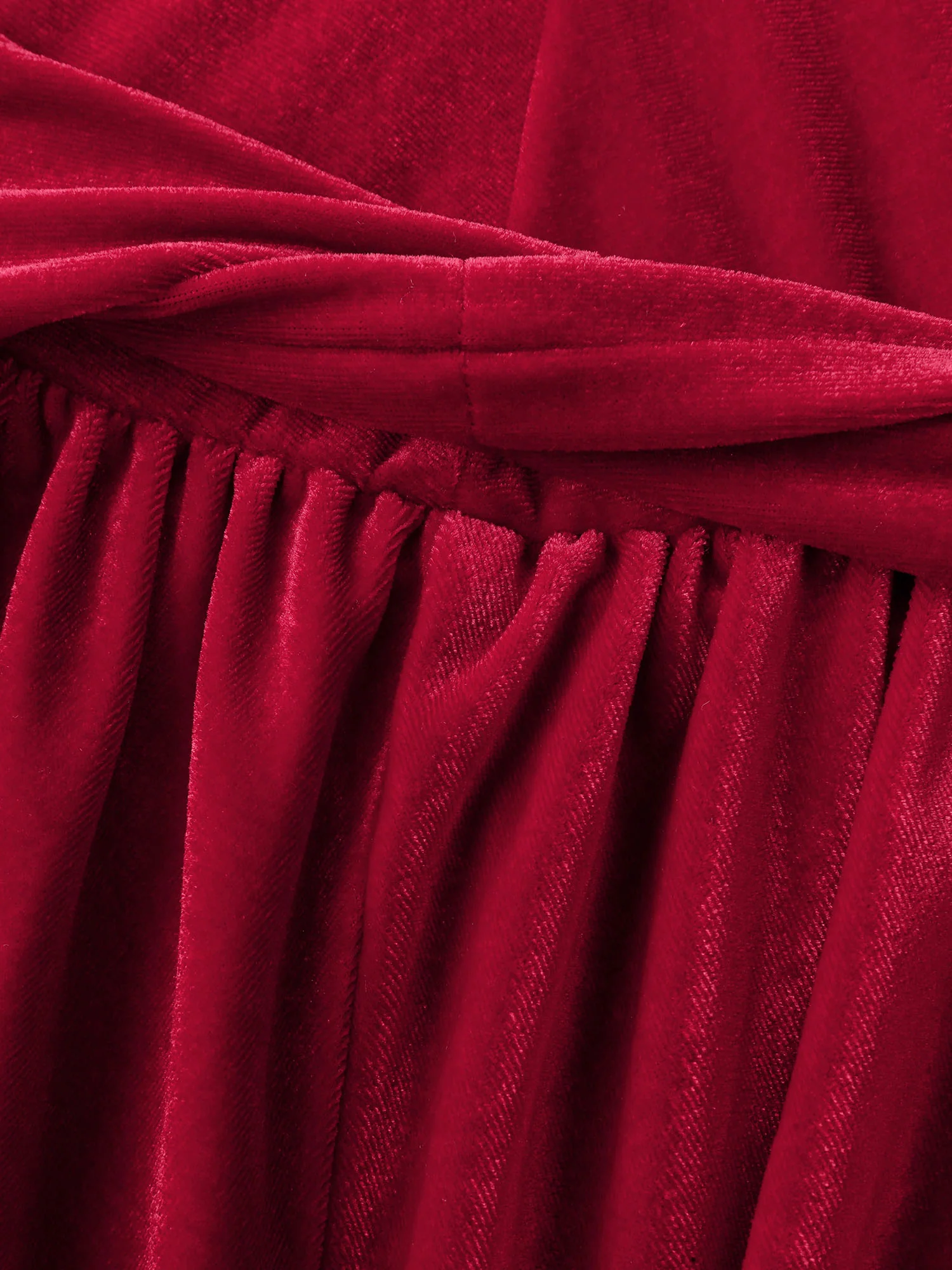 Velvet Twisted Waist Stretchy Knee-Length Dress - Image 7