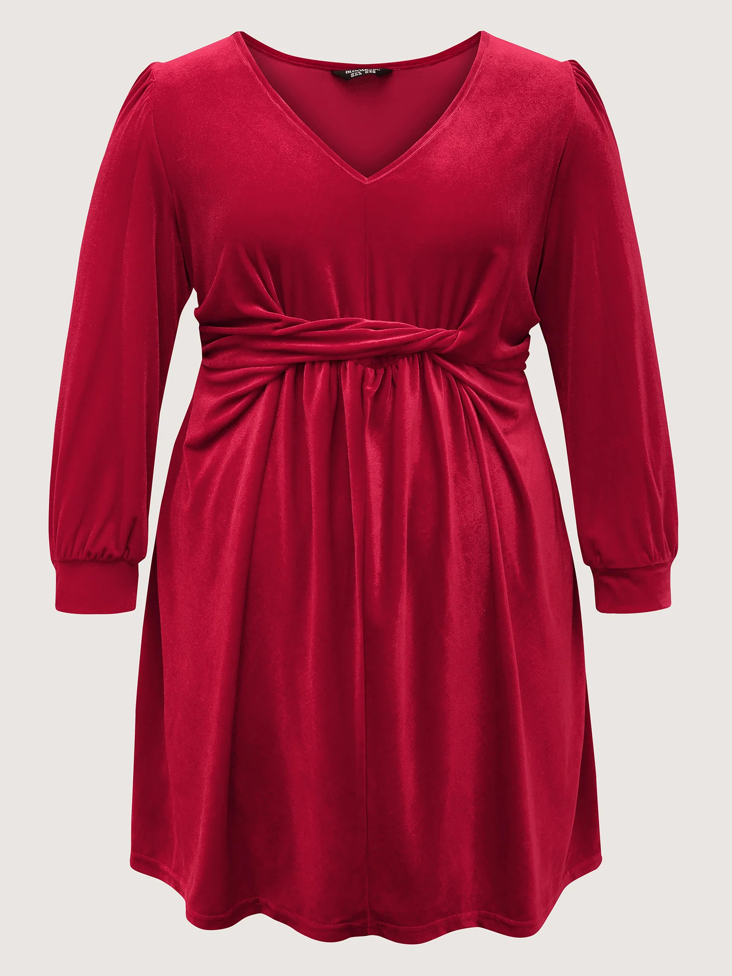 Velvet Twisted Waist Stretchy Knee-Length Dress - Image 8