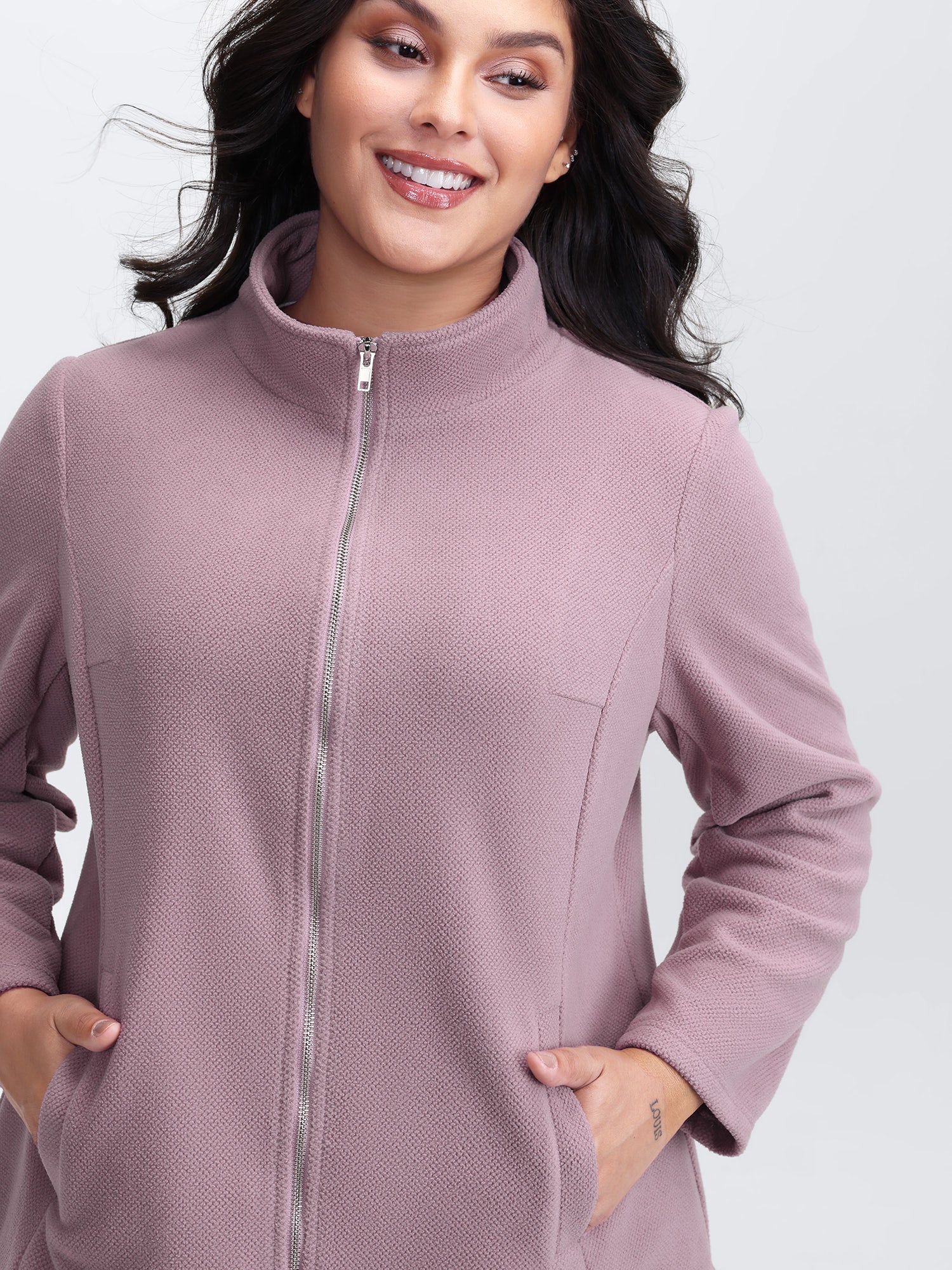 Velvety-Feel Pockets Zipper Jacket - Image 2