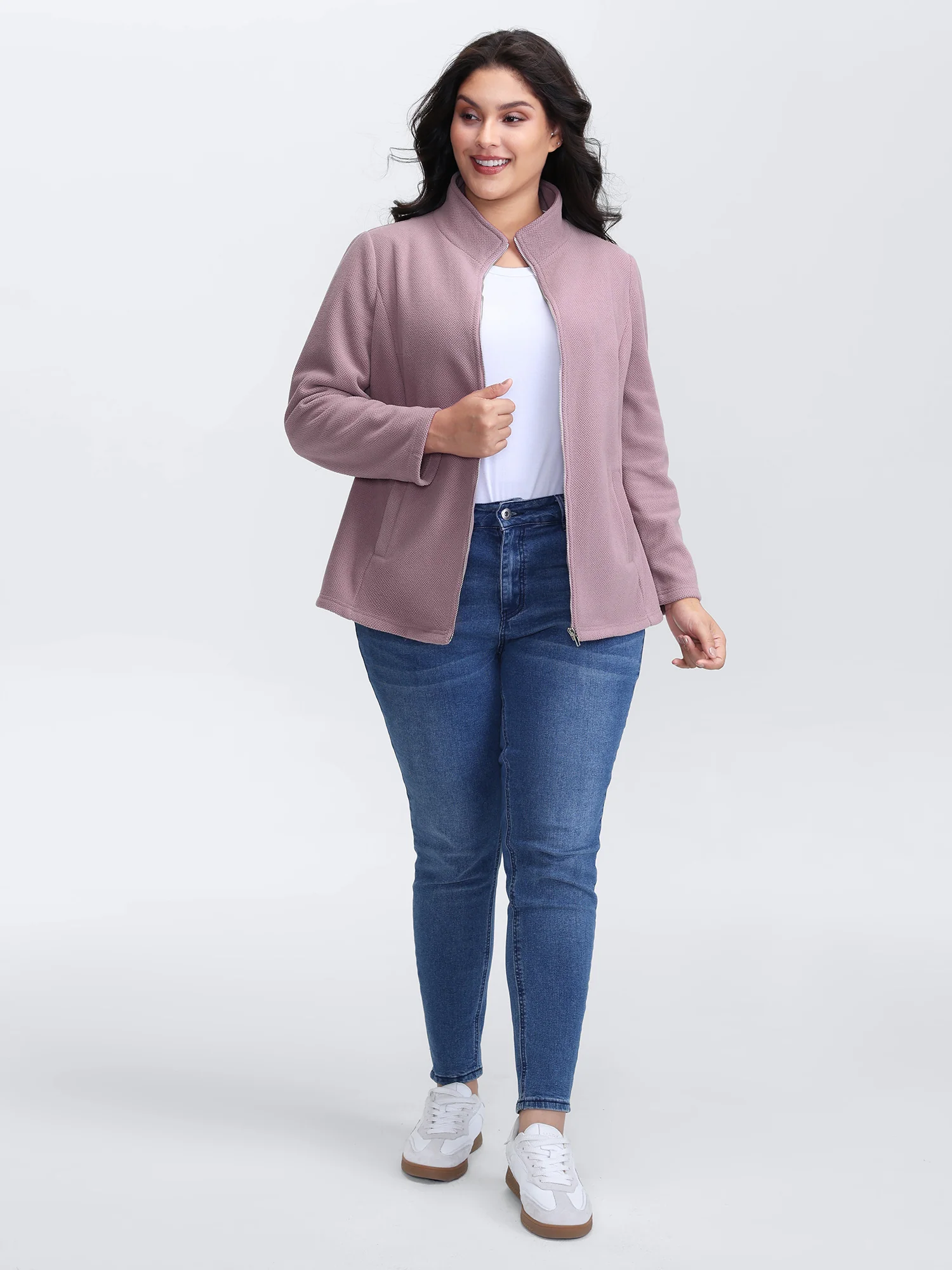 Velvety-Feel Pockets Zipper Jacket - Image 3