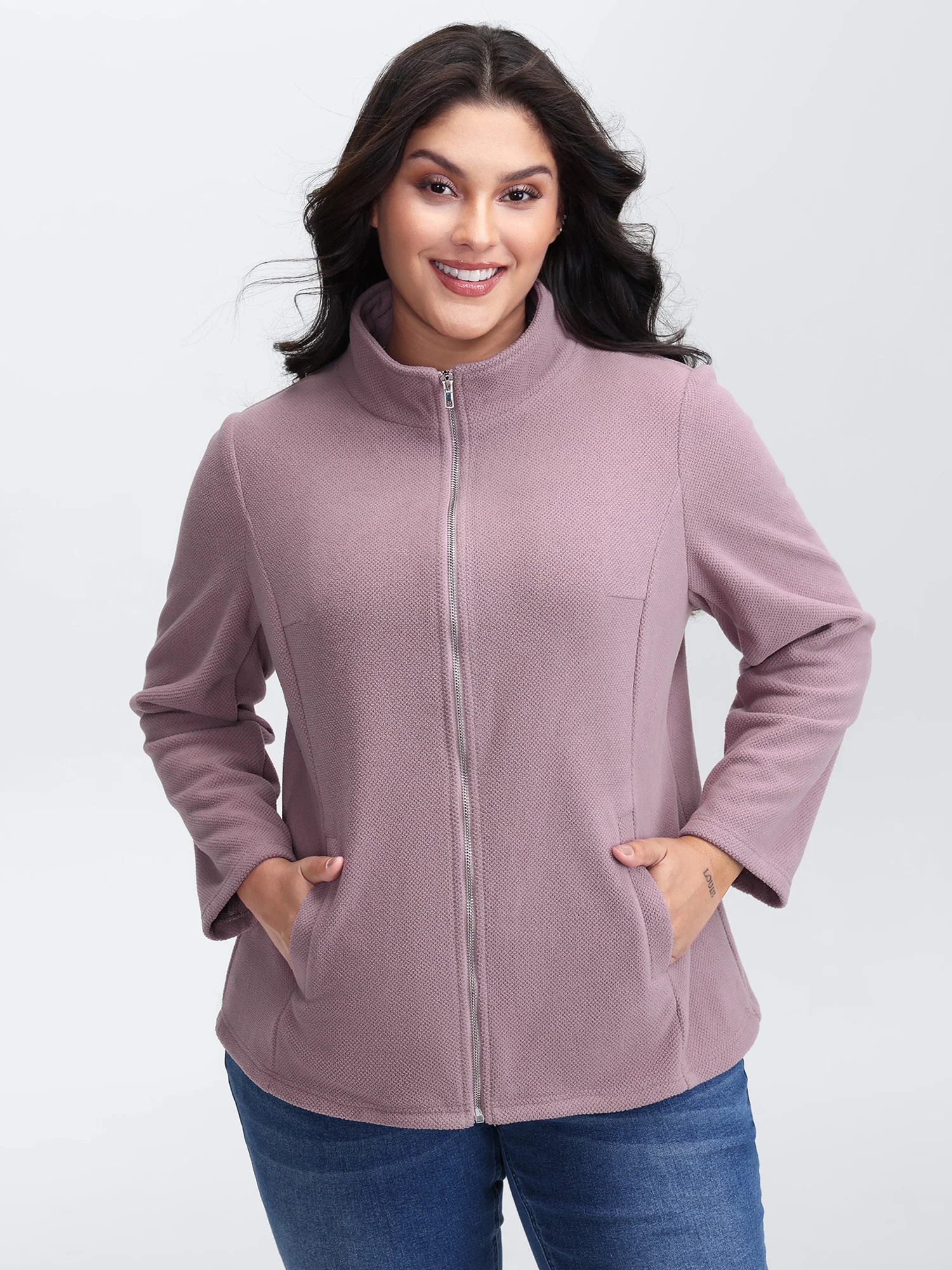 Velvety-Feel Pockets Zipper Jacket - Image 4