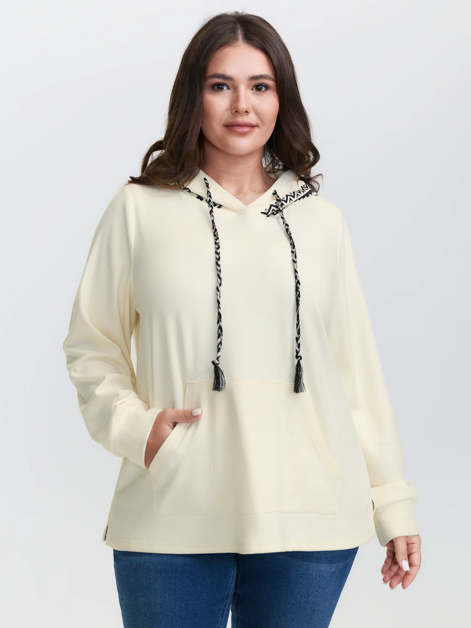 Velvety Geometric Embroidery Hoodie - Image 2