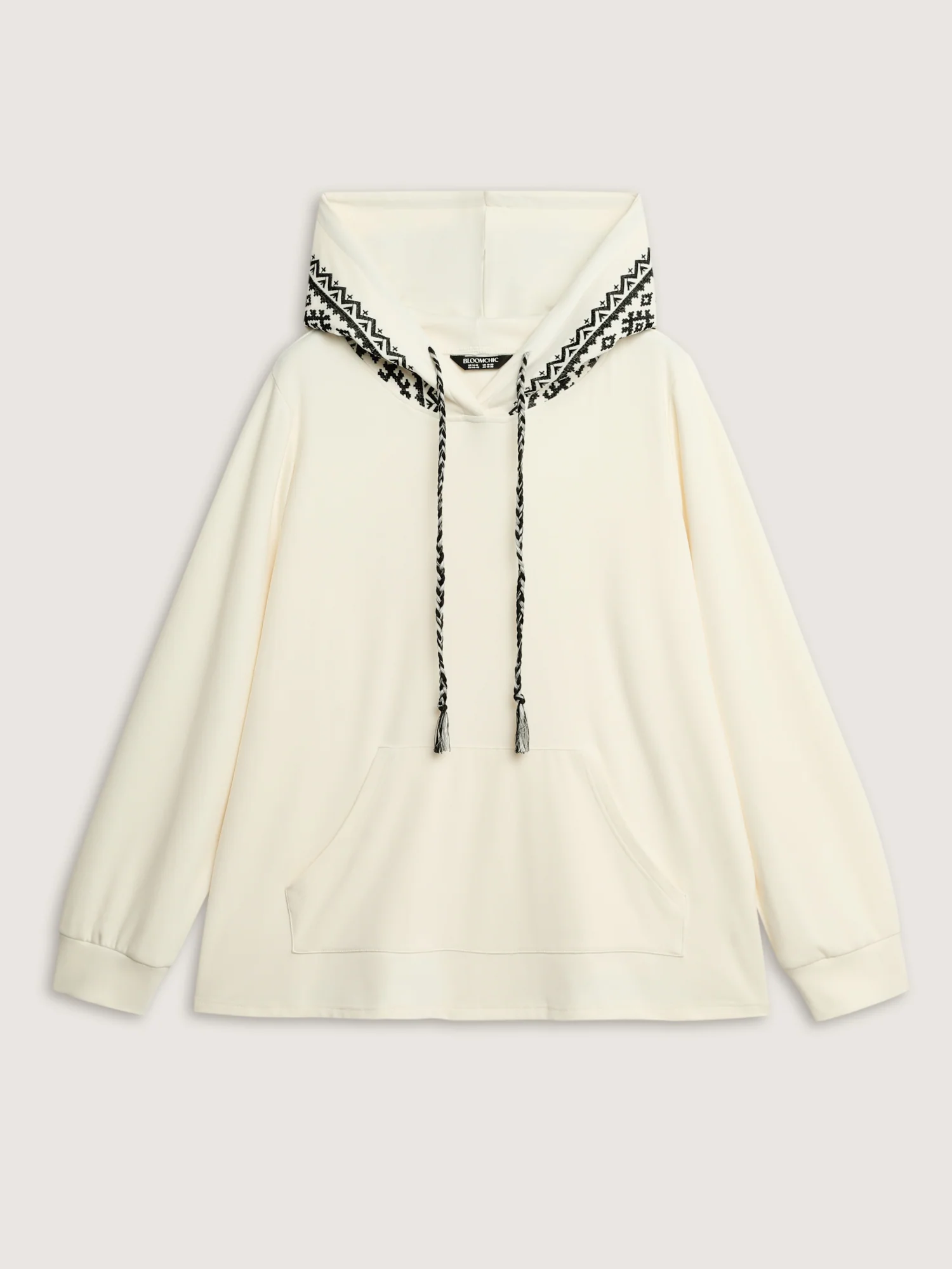 Velvety Geometric Embroidery Hoodie - Image 7