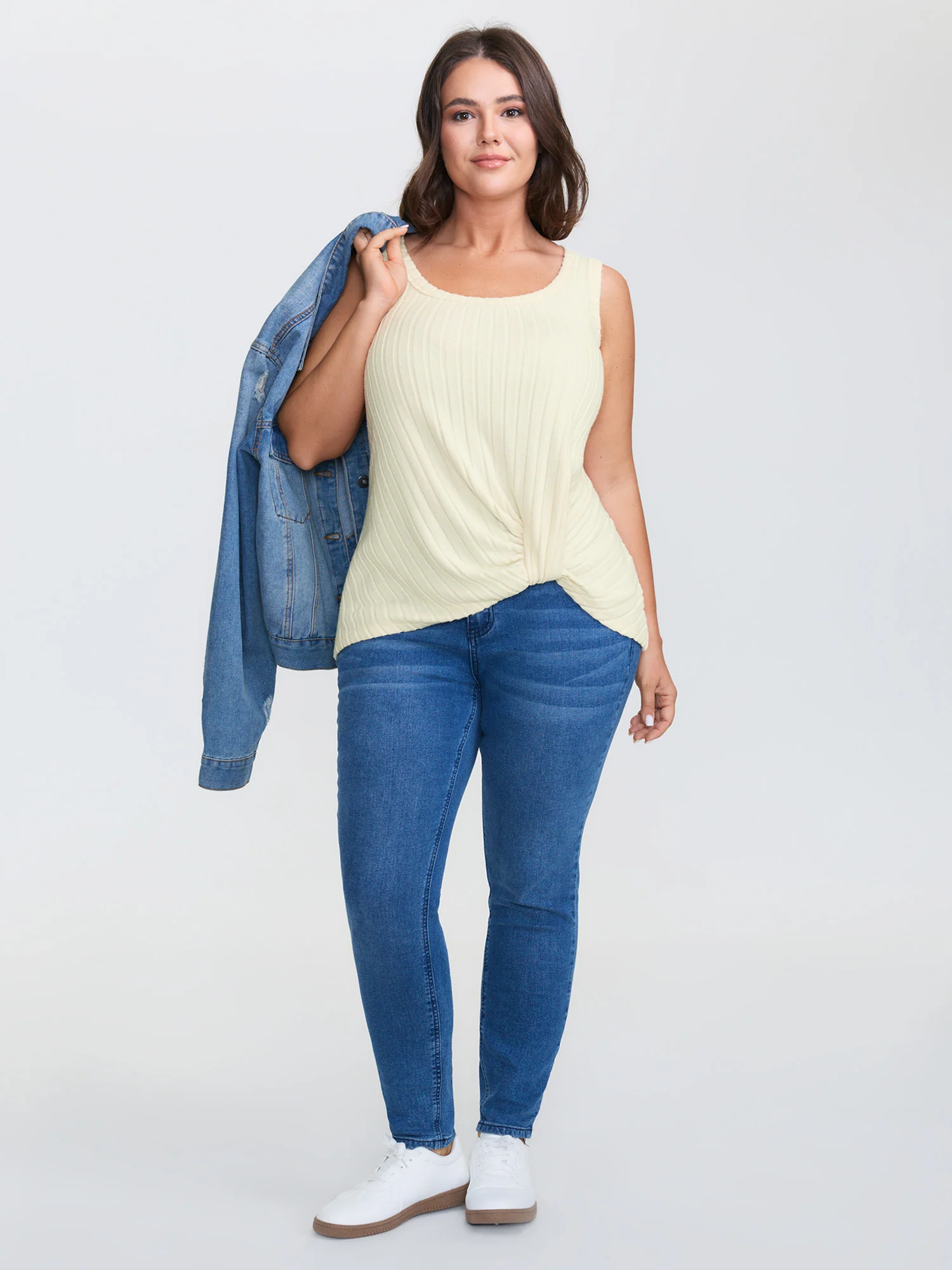 Velvety Ribbed Knotted Tank Top - Image 3