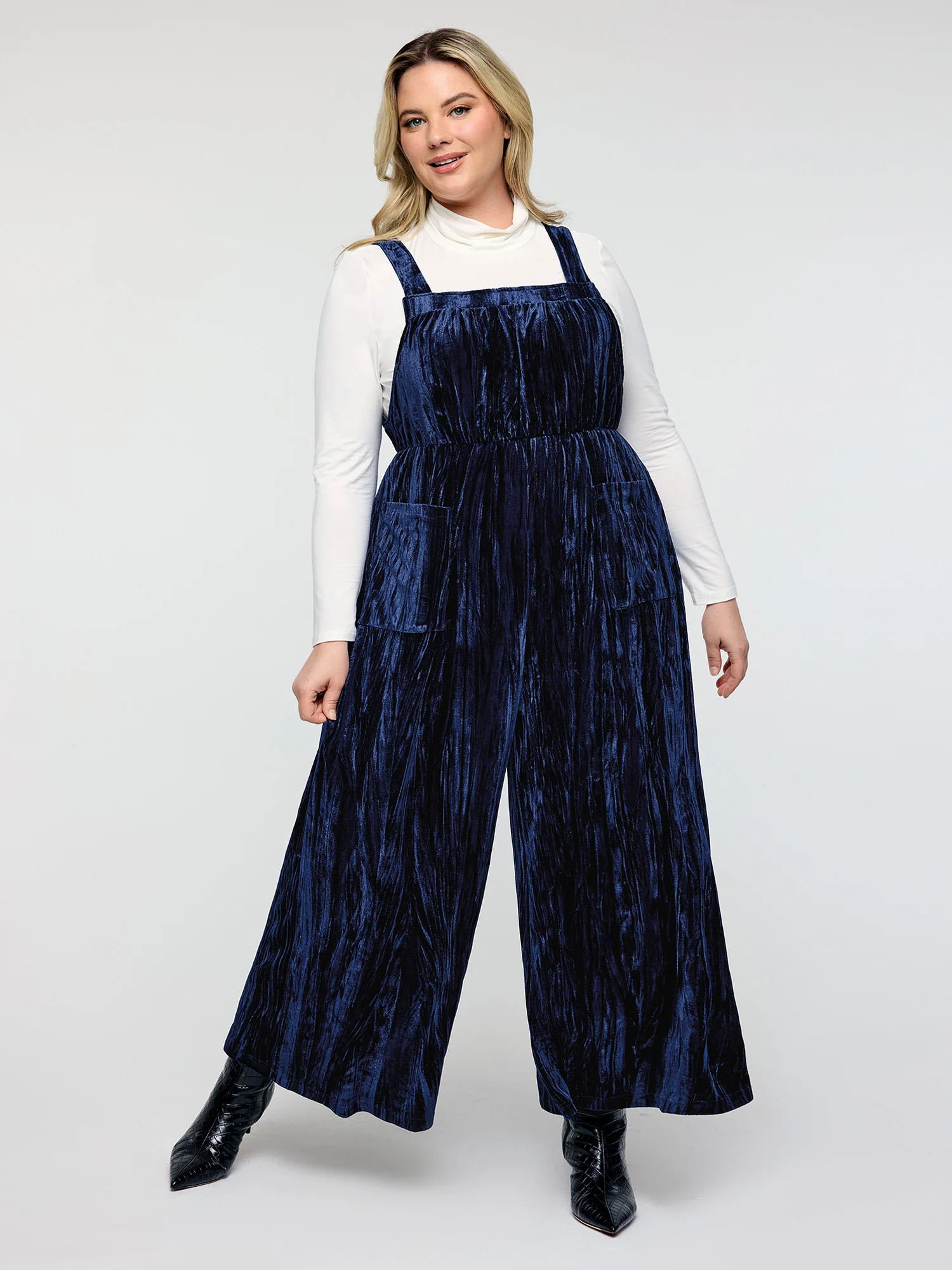 Velvety Texture Adjustable Pockets Overall Jumpsuit - Image 3