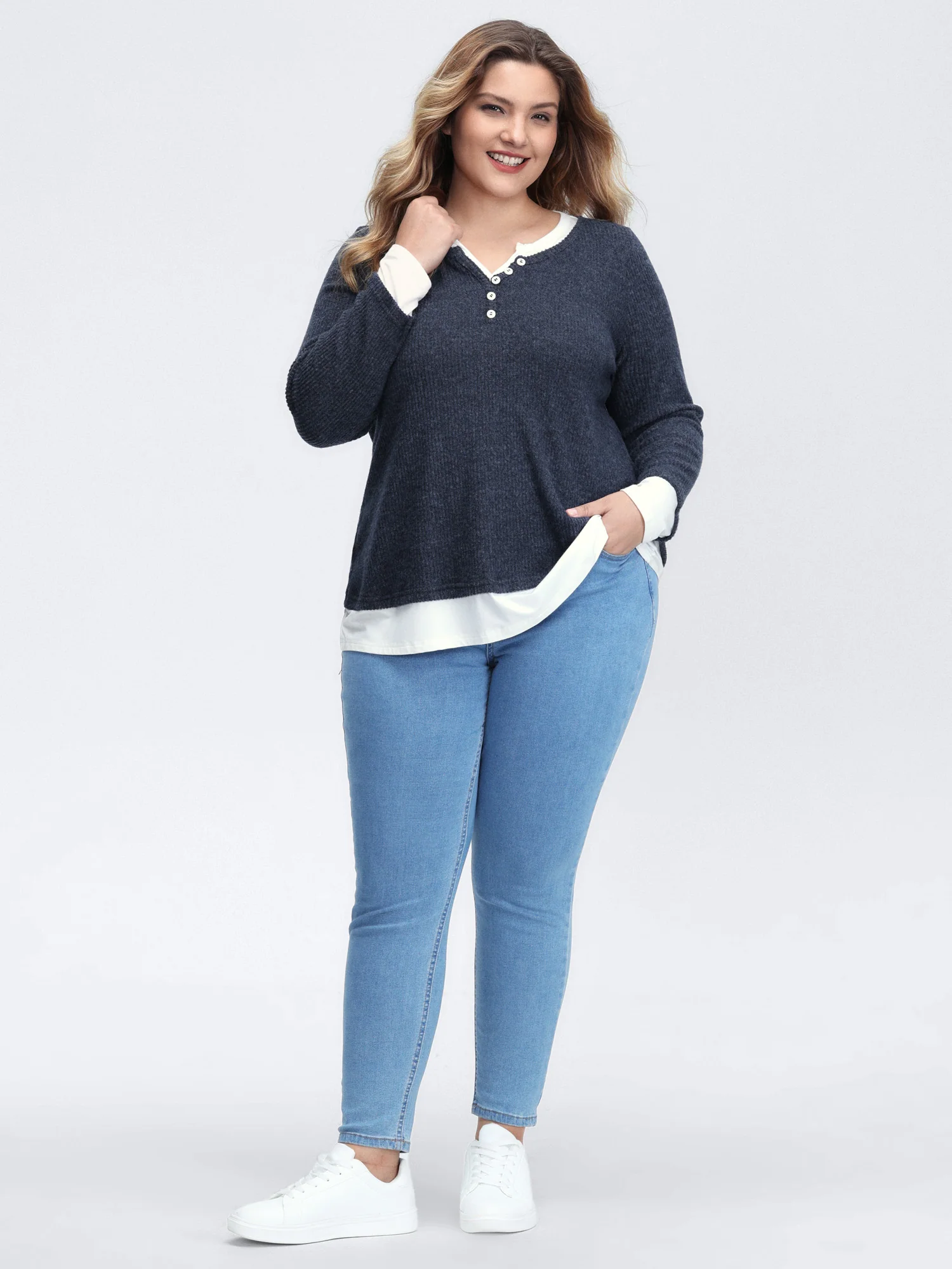 Velvety-Textured Ribbed Layered T-Shirt - Image 3