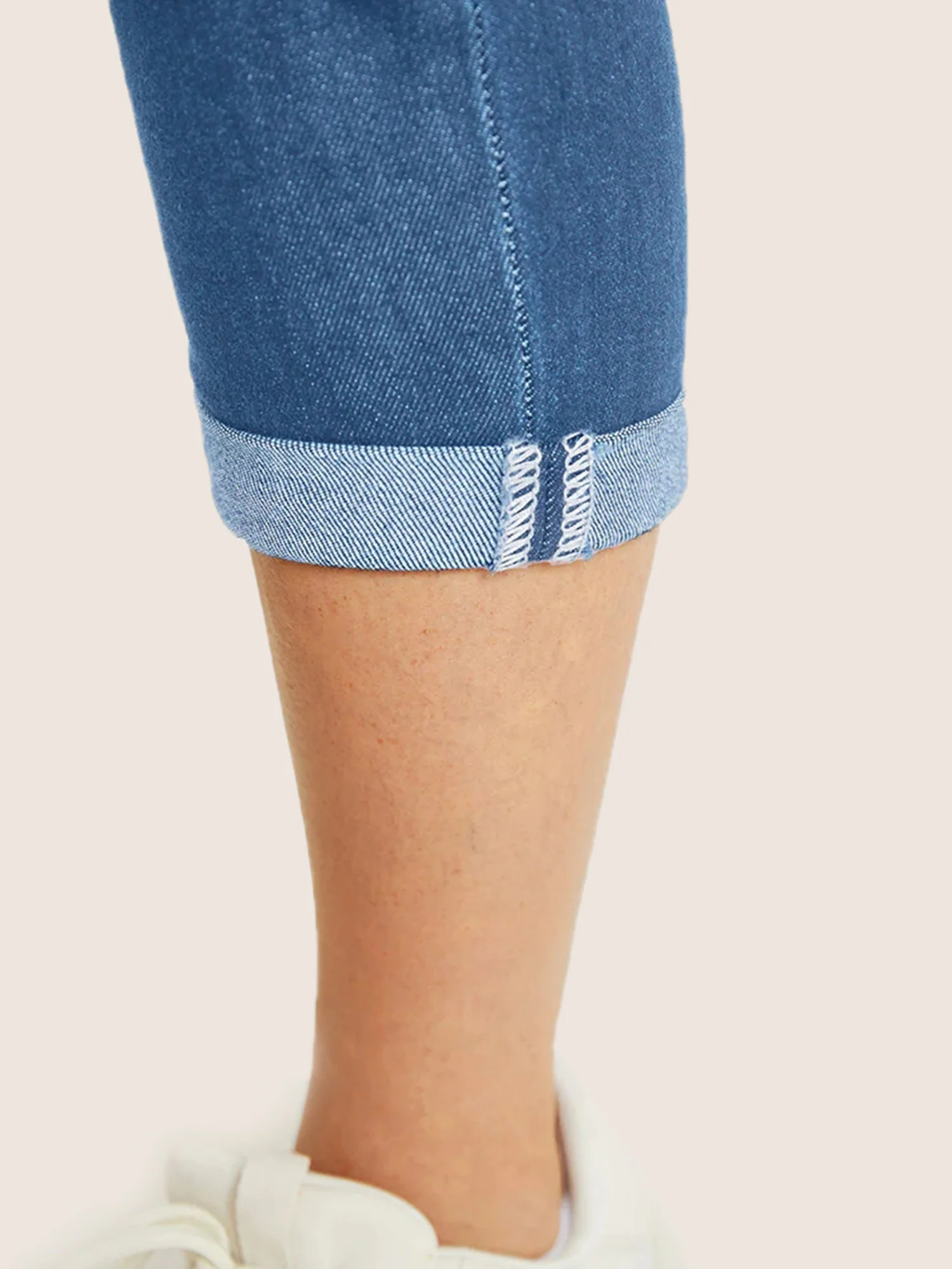 Very Stretchy High Rise Dark Wash Cropped Jeans - Image 12