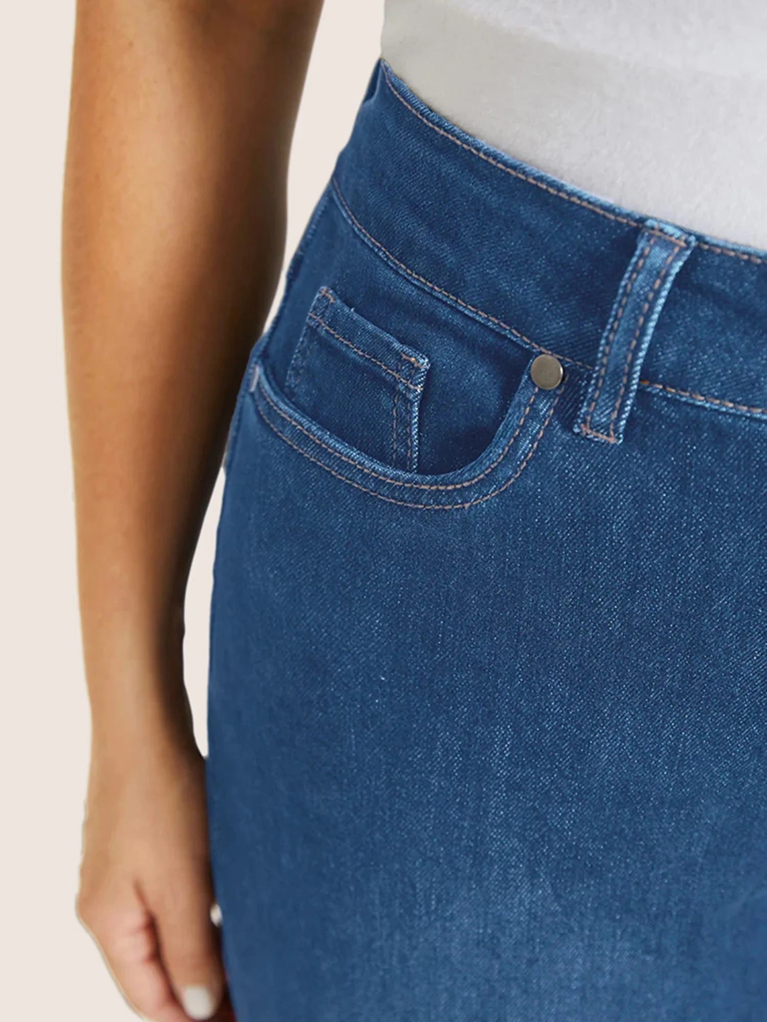 Very Stretchy High Rise Dark Wash Cropped Jeans - Image 14