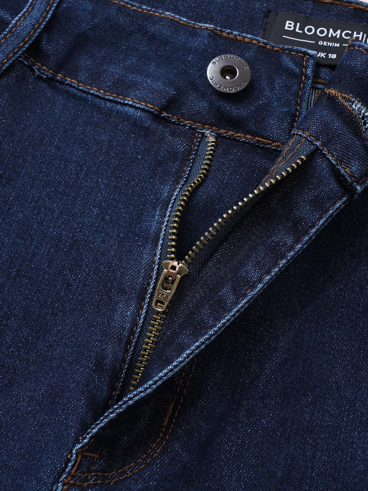Very Stretchy High Rise Dark Wash Cropped Jeans - Image 5