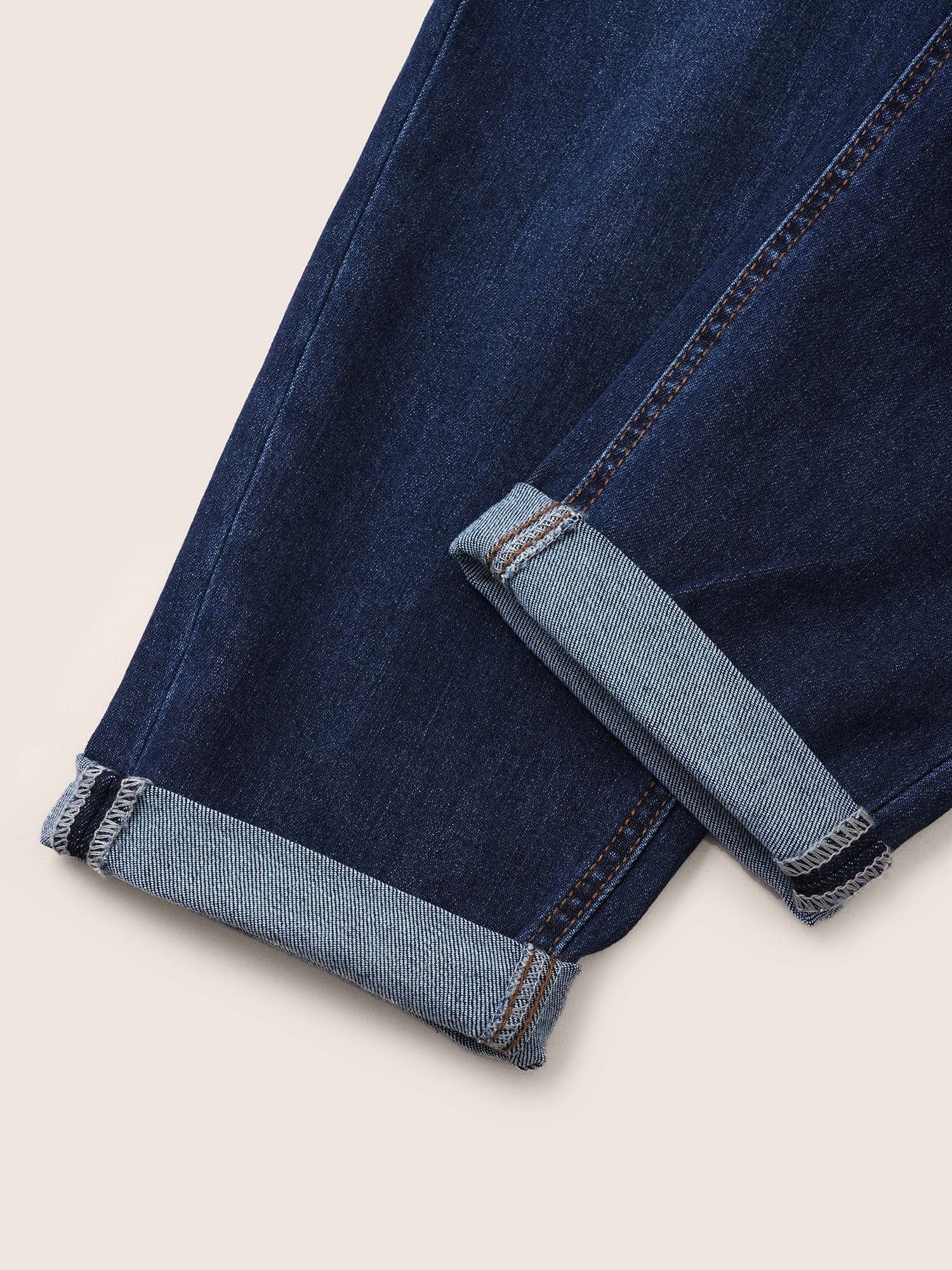 Very Stretchy High Rise Dark Wash Cropped Jeans - Image 6