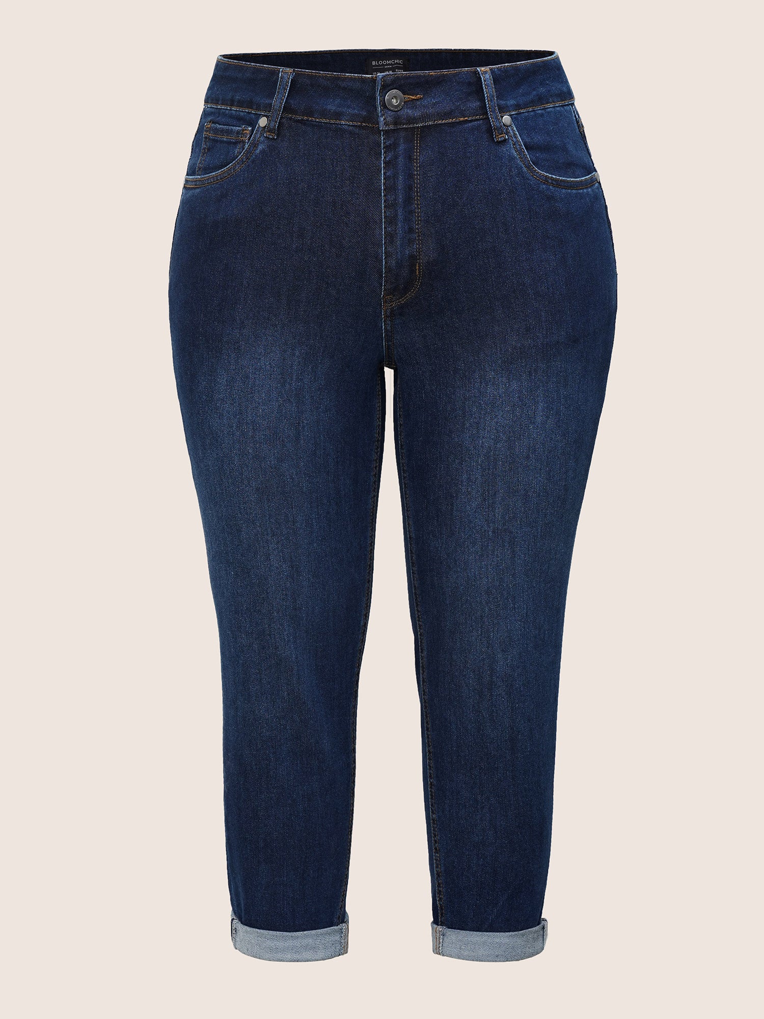 Very Stretchy High Rise Dark Wash Cropped Jeans - Image 7