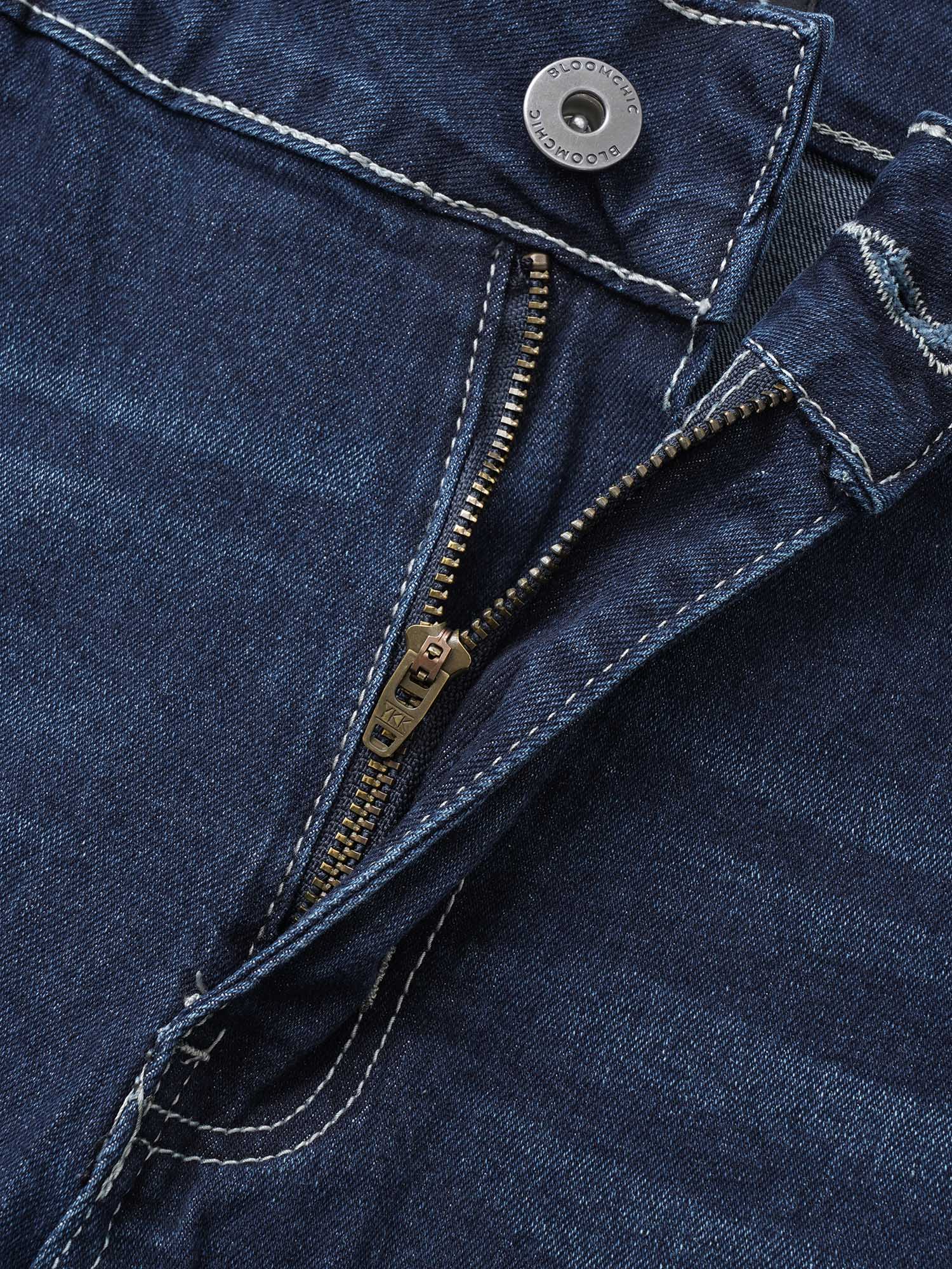 High Rise Knee-Length Skinny-Fit Denim Shorts - Image 11