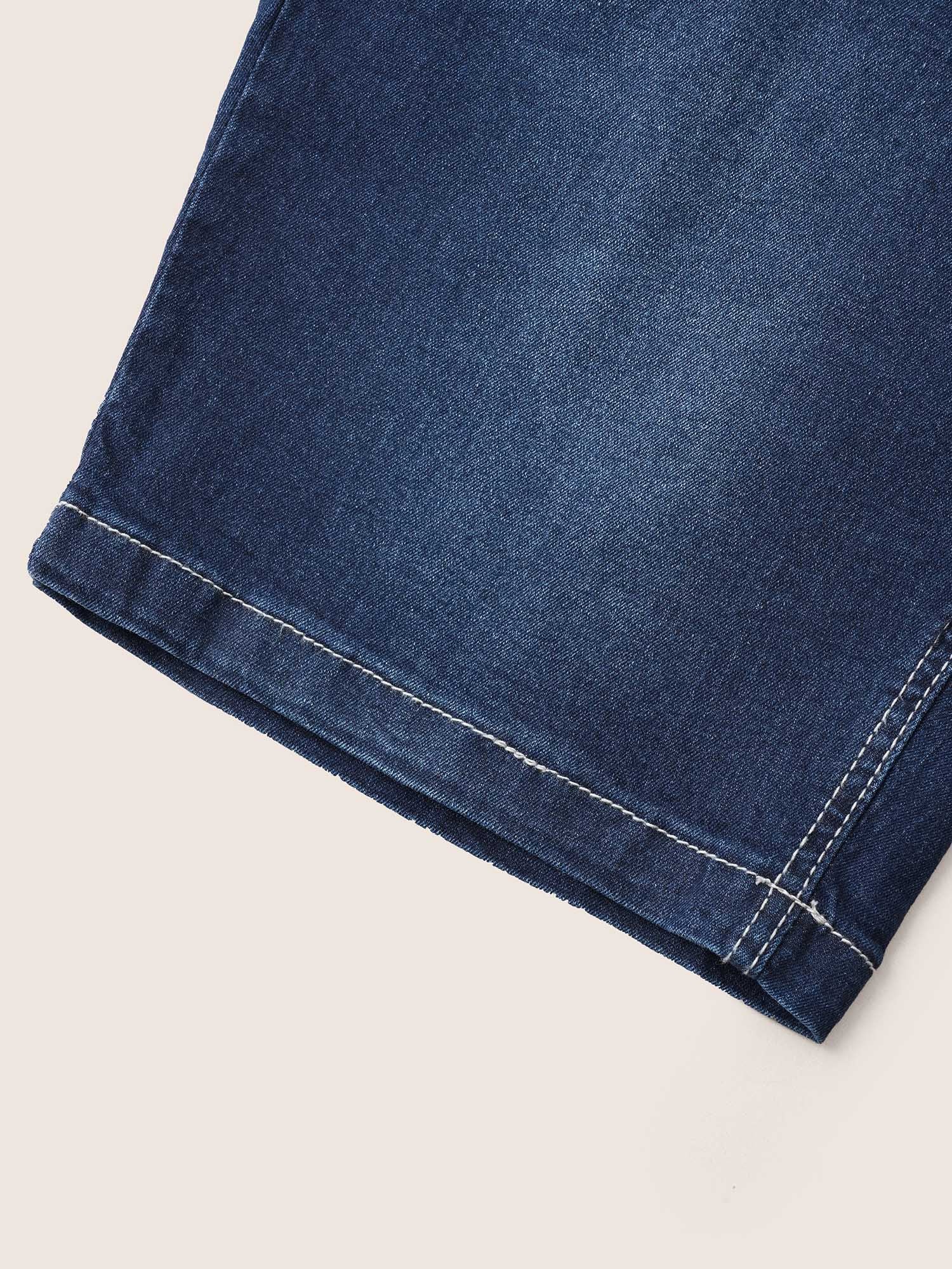 High Rise Knee-Length Skinny-Fit Denim Shorts - Image 12