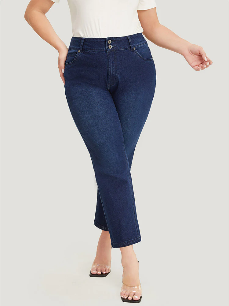 Very Stretchy High Rise Dark Wash Embroidery Back Jeans - Image 5