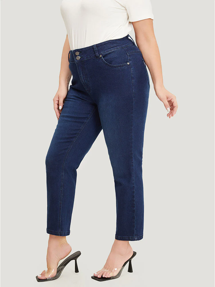 Very Stretchy High Rise Dark Wash Embroidery Back Jeans - Image 6