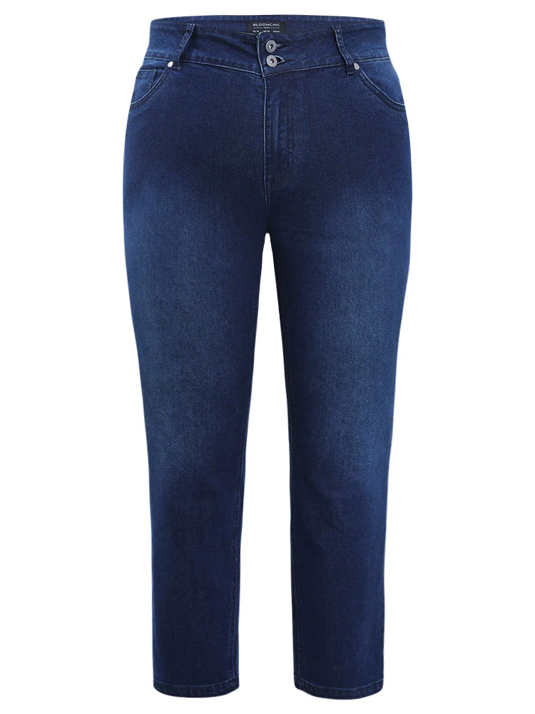 Very Stretchy High Rise Dark Wash Embroidery Back Jeans - Image 9
