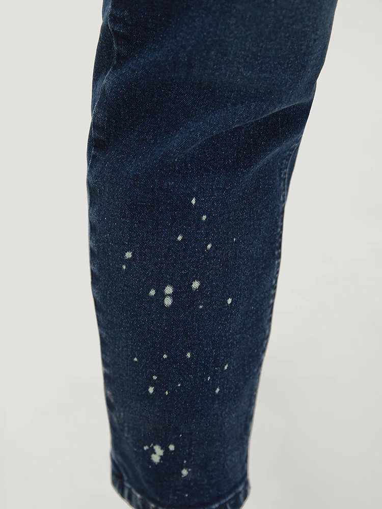 Very Stretchy High Rise Dark Wash Paint Jeans - Image 8