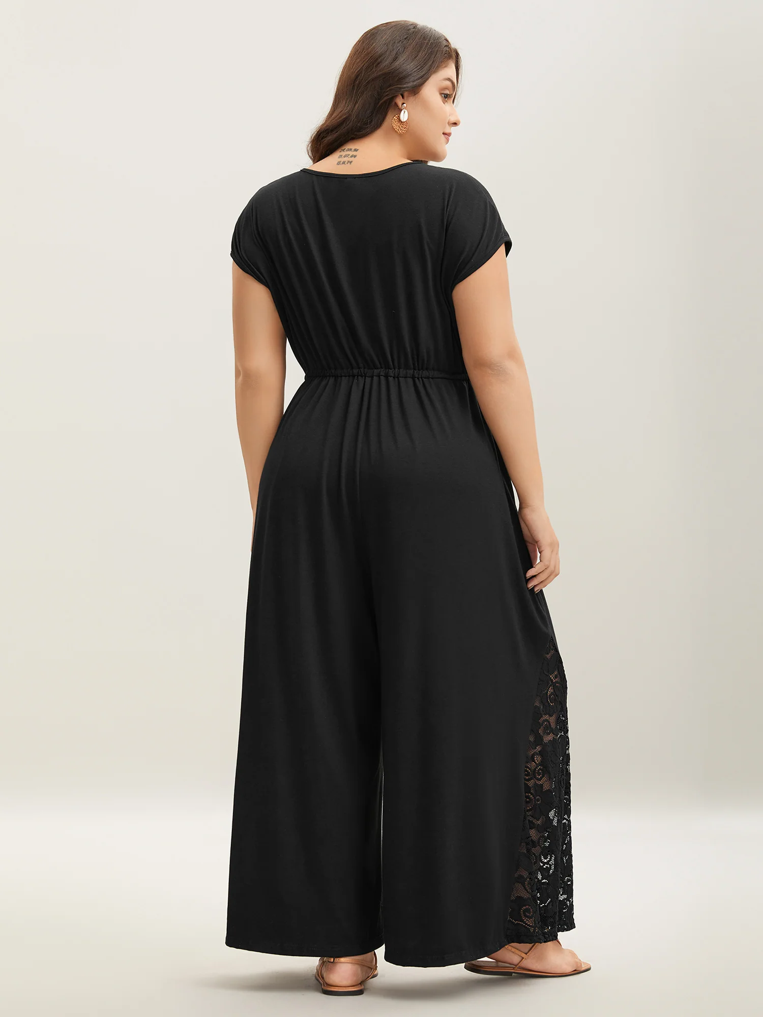 Very Stretchy Lace Waist-Tie Jumpsuit - Image 4