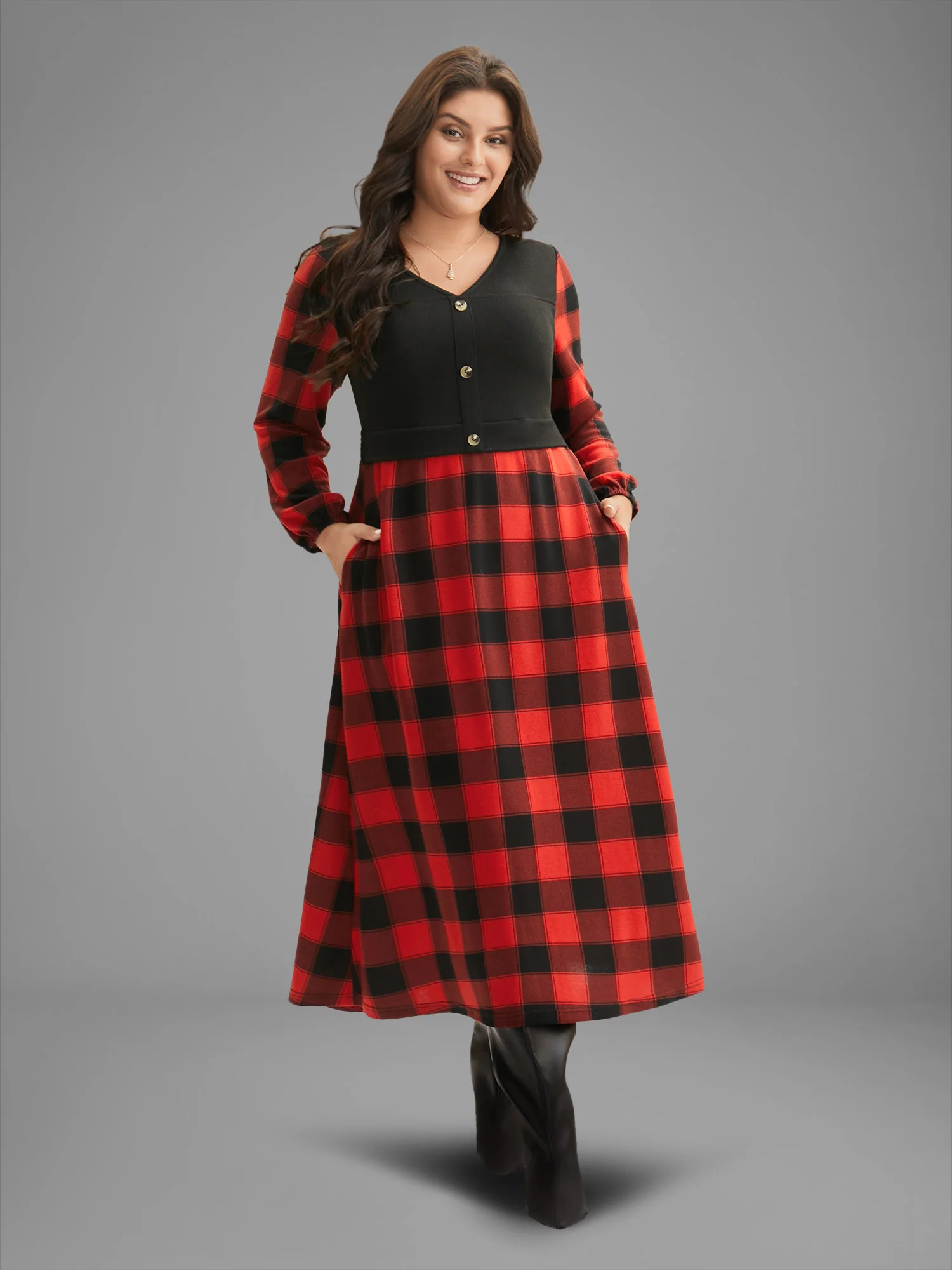 Vest Design Fit-and-Flare Midi Dress - Image 3