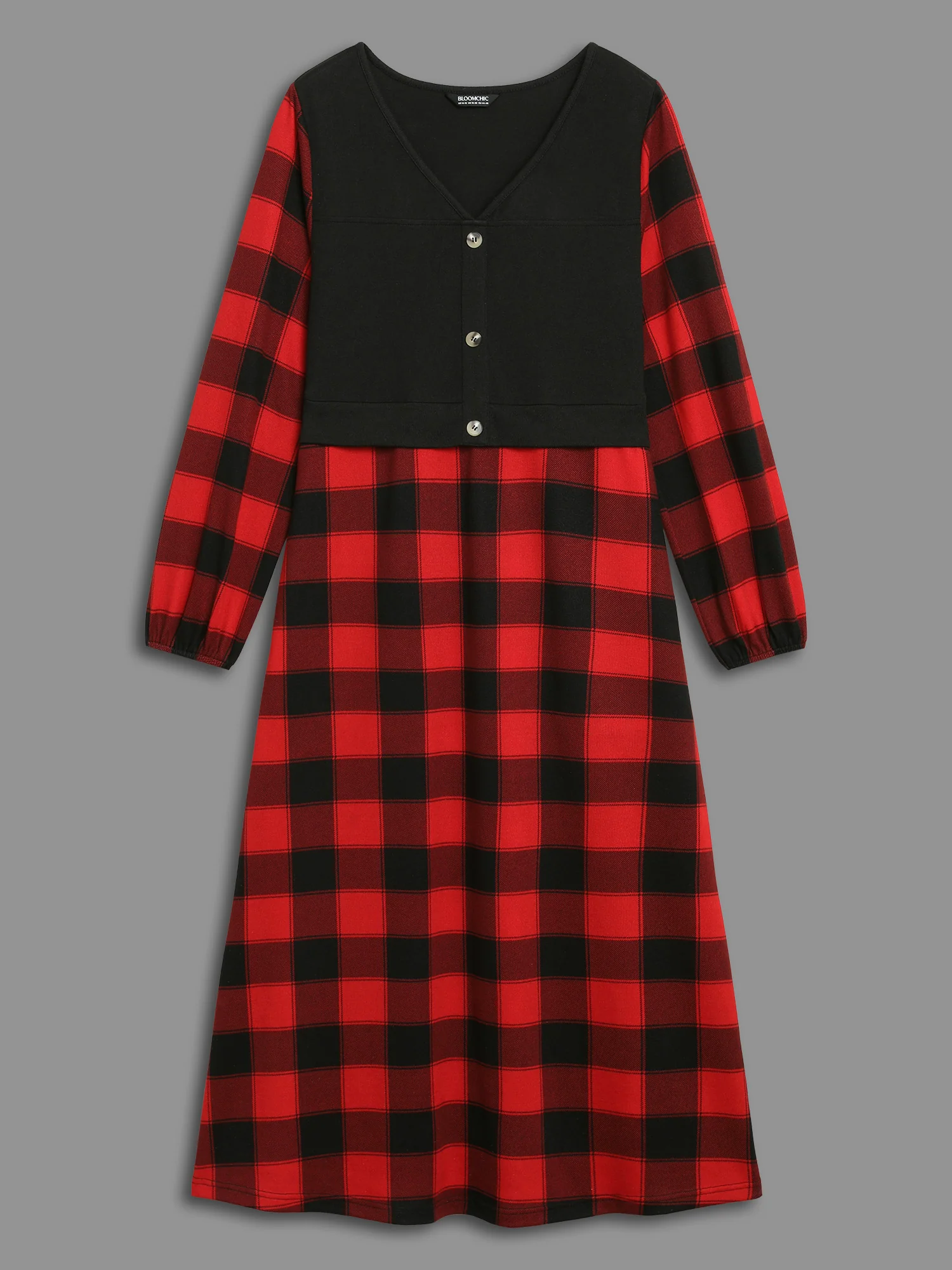 Vest Design Fit-and-Flare Midi Dress - Image 7