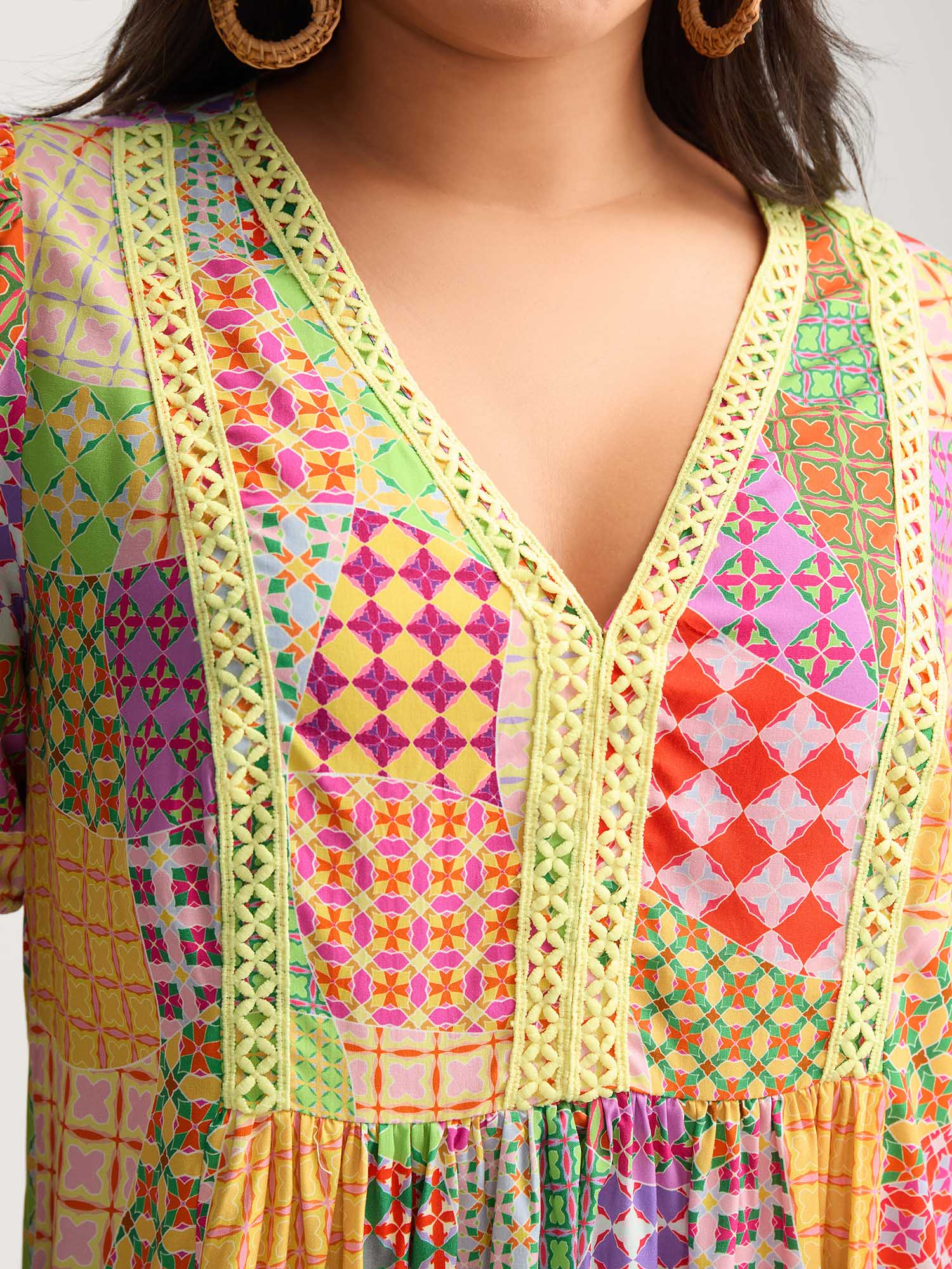 Vibrant Collage Print Babydoll Top - Image 2