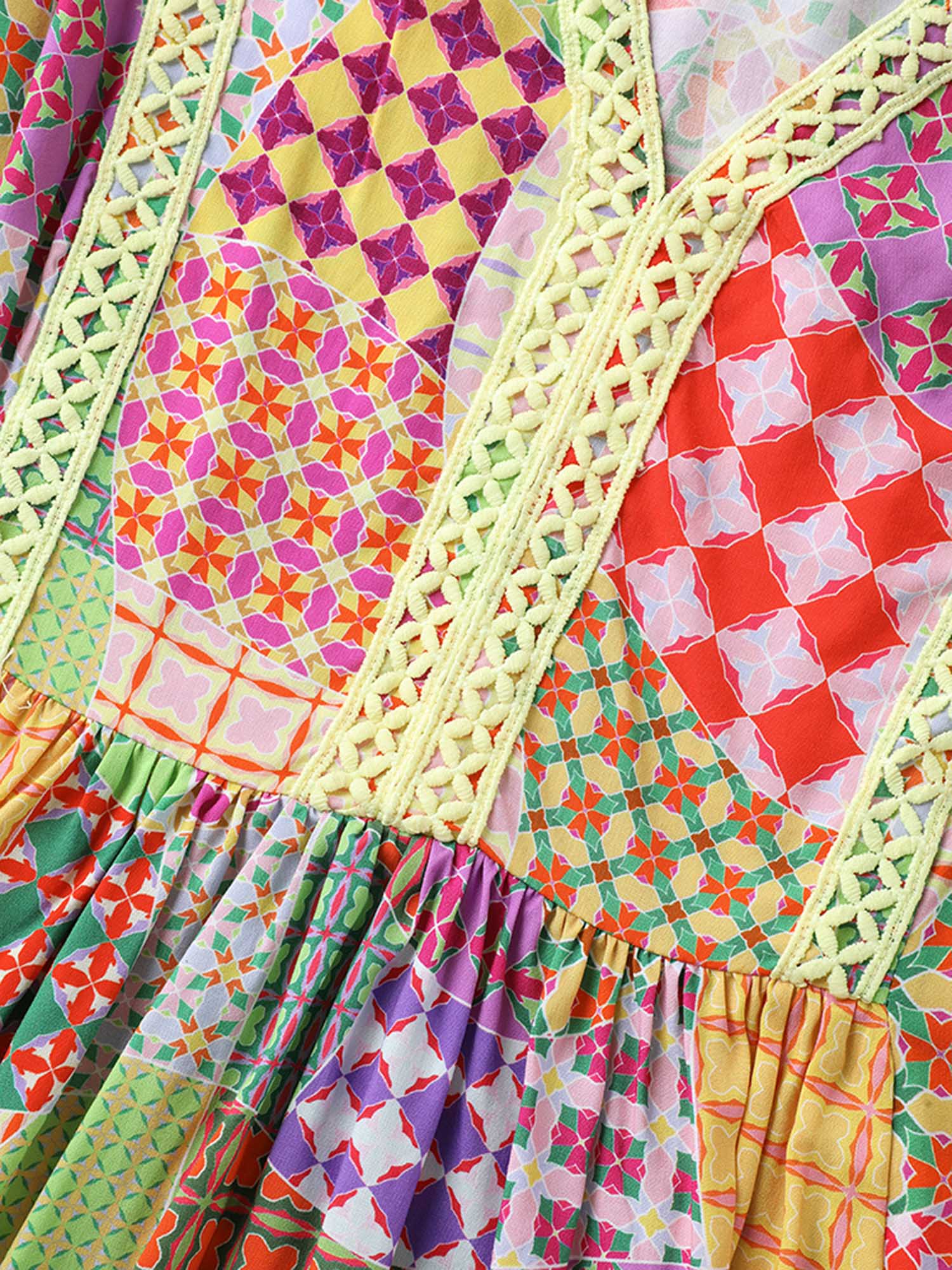 Vibrant Collage Print Babydoll Top - Image 6