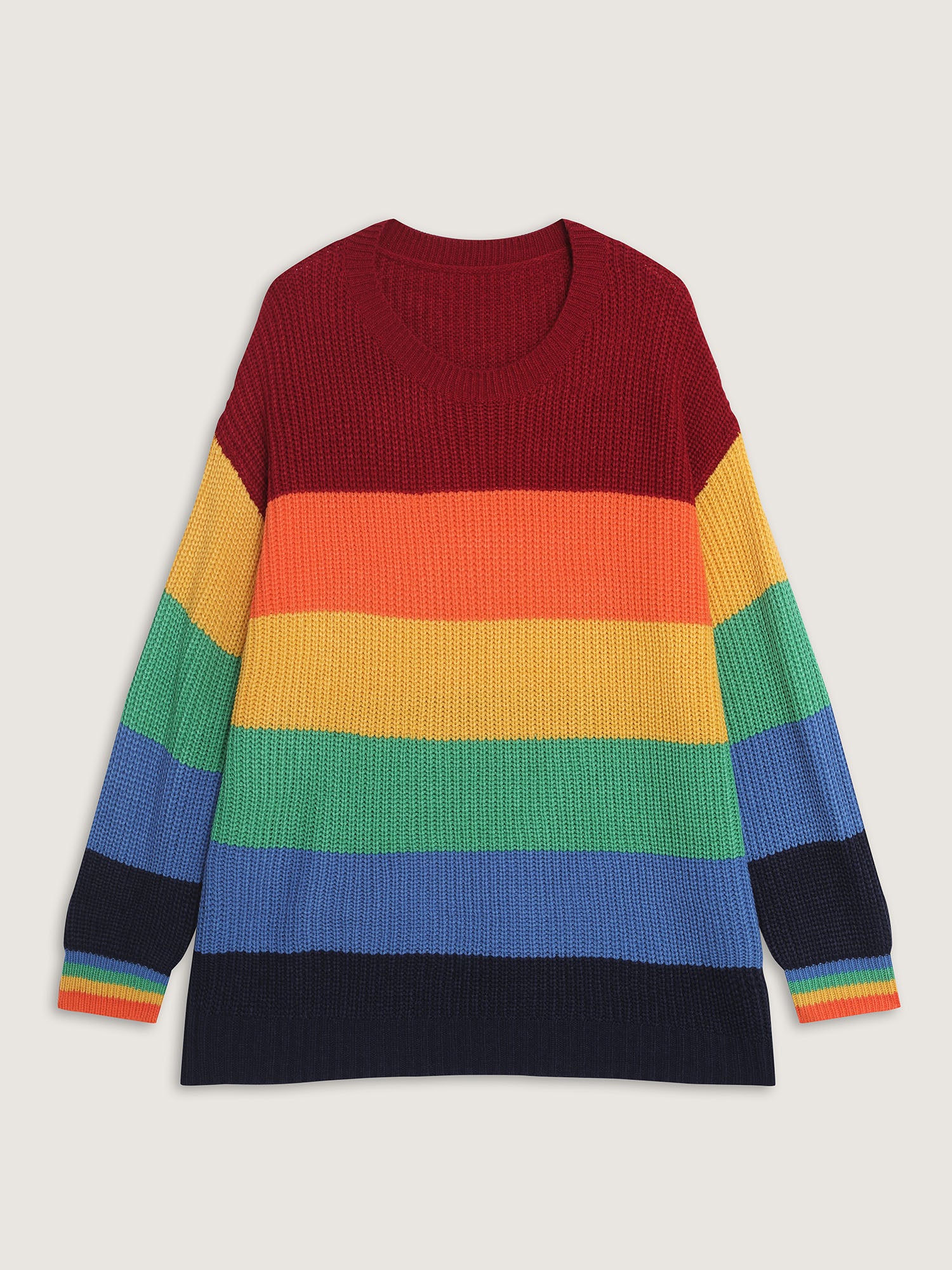 Vibrant Color Stripes Round Neck Pullover - Image 5