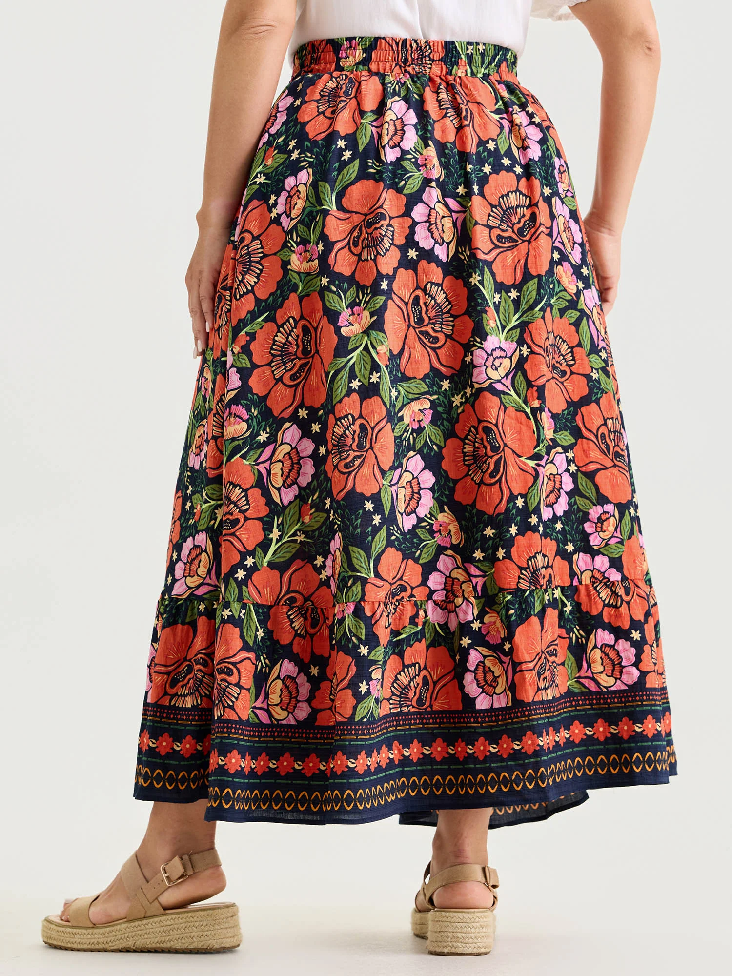 Vibrant Floral Print Flowy Maxi Skirt - Image 5