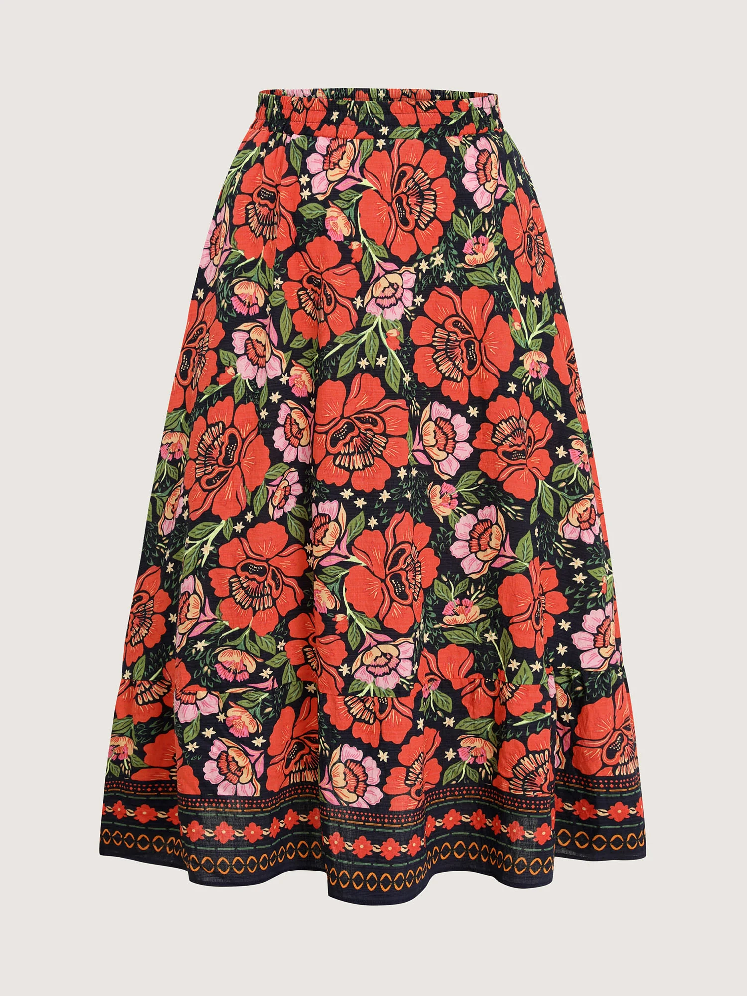 Vibrant Floral Print Flowy Maxi Skirt - Image 7