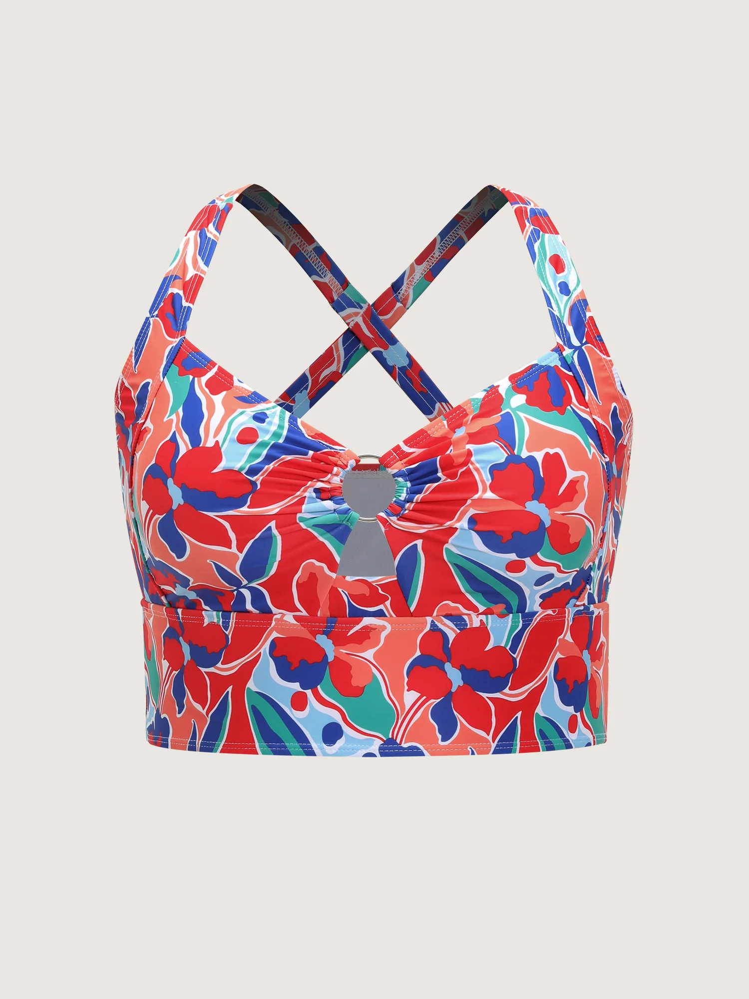 Vibrant Floral Print Keyhole Swim Top - Image 8