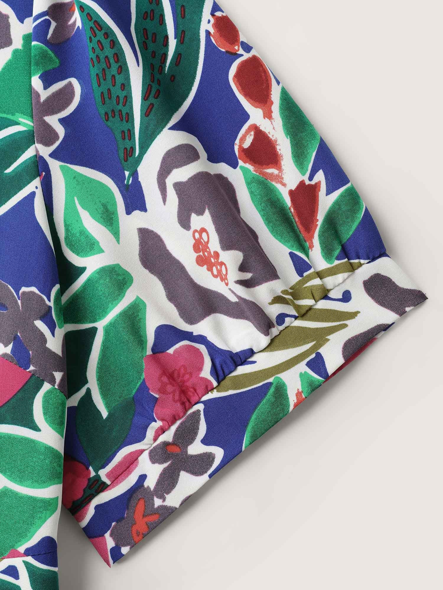 Vibrant Floral Print Notched Collar Maxi Dress - Image 6