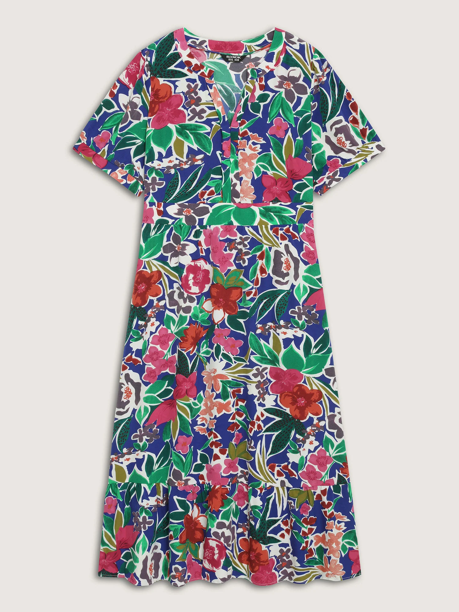 Vibrant Floral Print Notched Collar Maxi Dress - Image 7