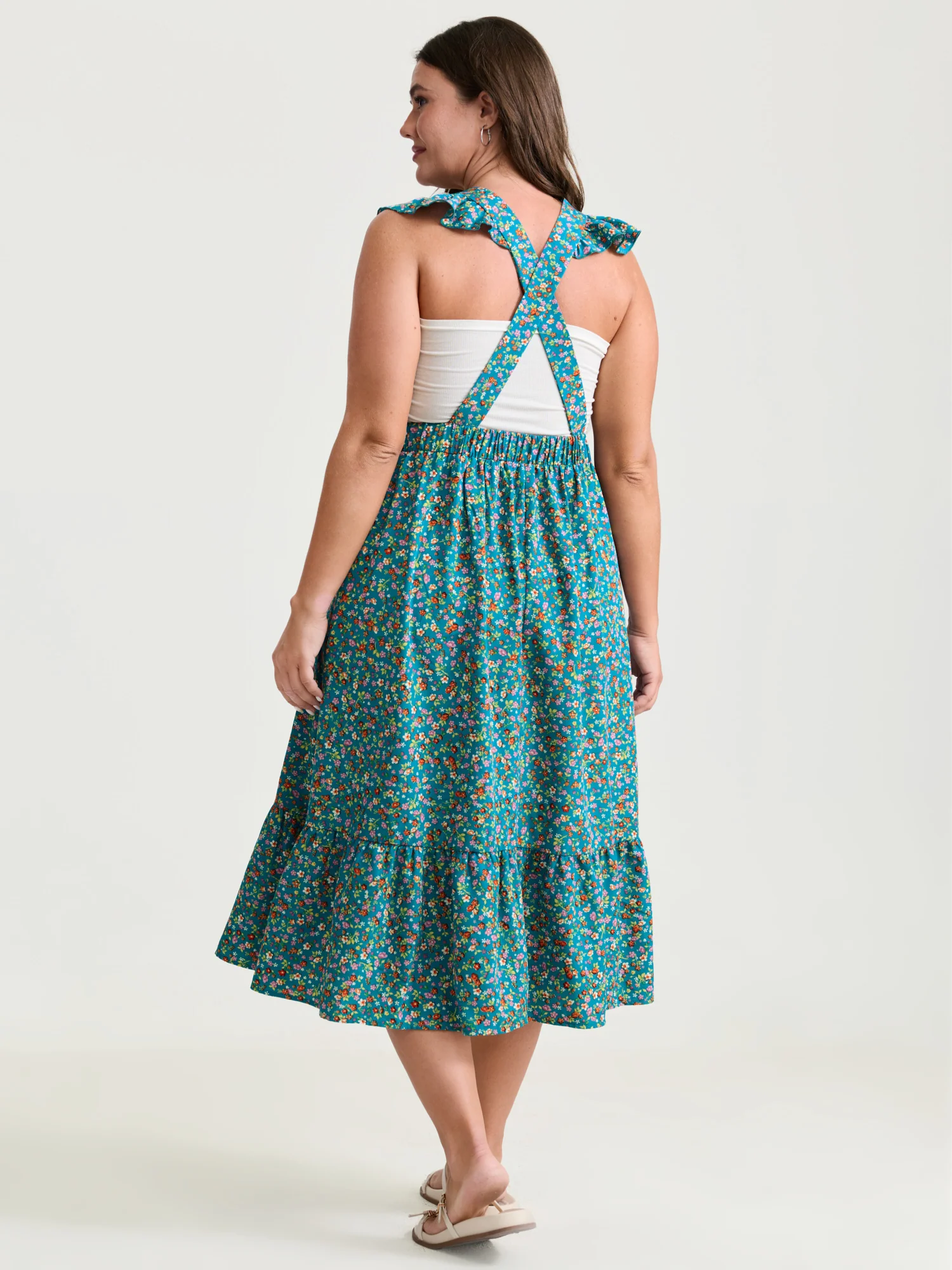 Vibrant Floral Print Open-Back Midi Dress - Image 4