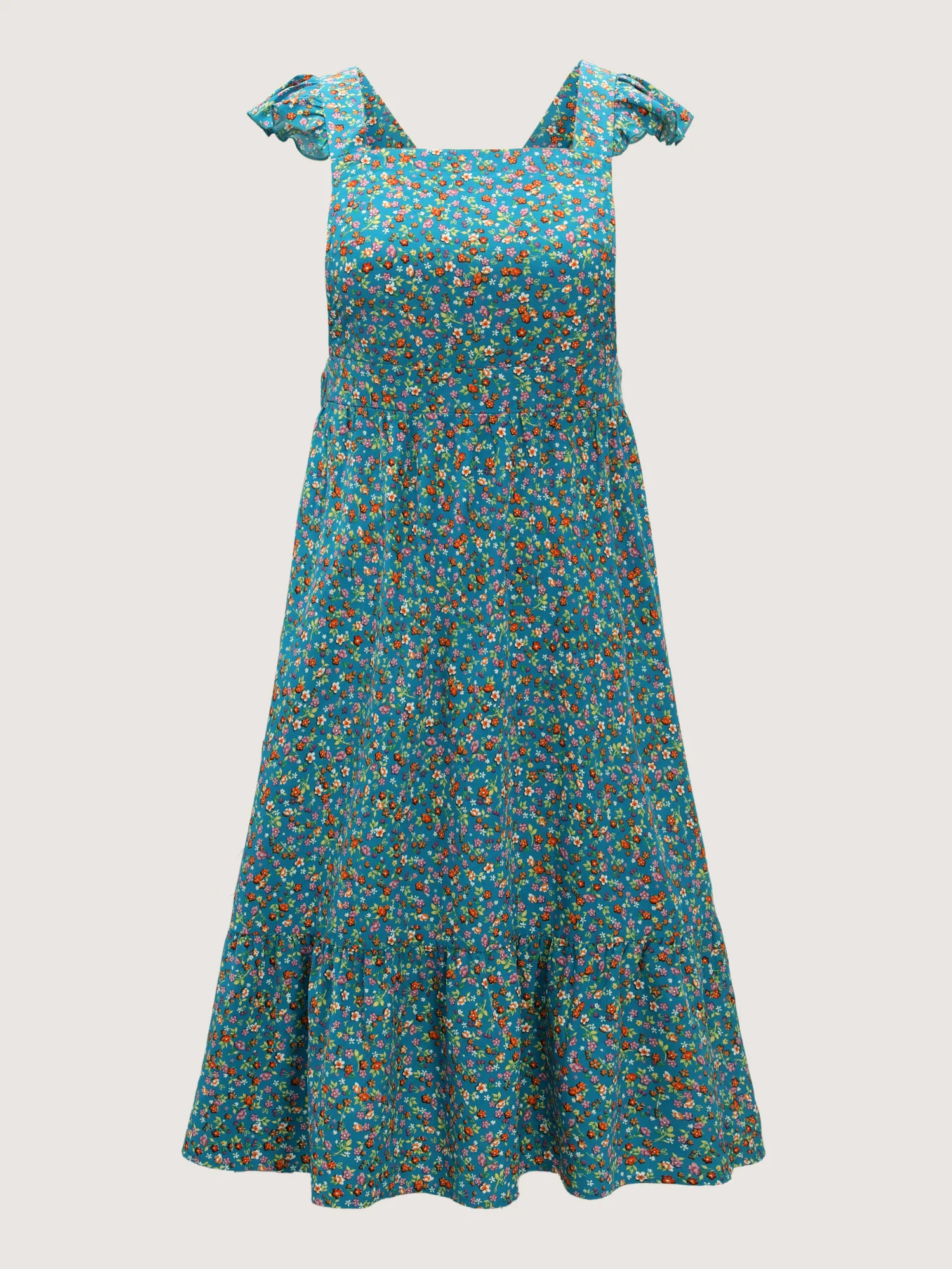 Vibrant Floral Print Open-Back Midi Dress - Image 7