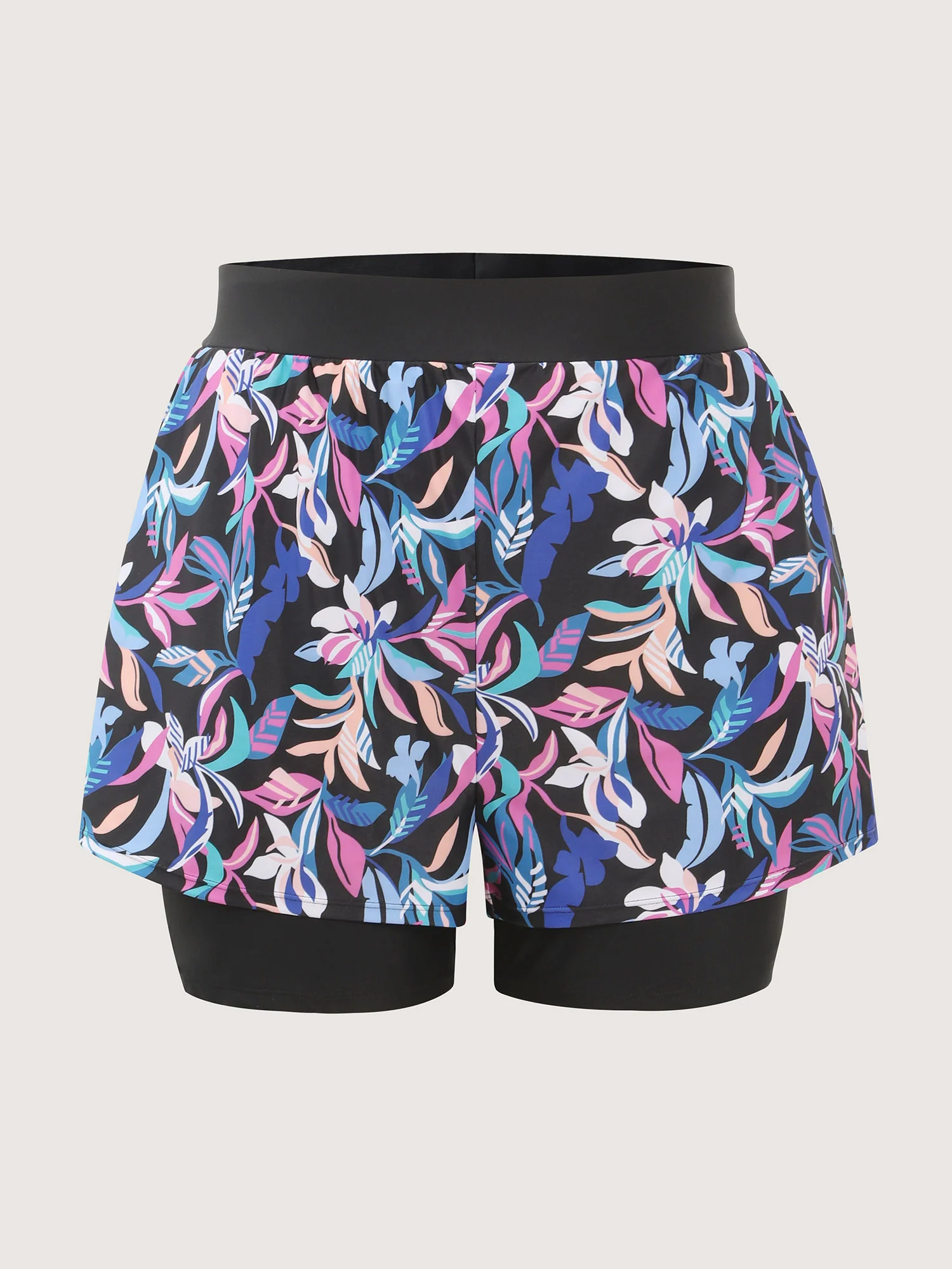 Vibrant Floral Print Pockets Swim Bottoms - Image 6