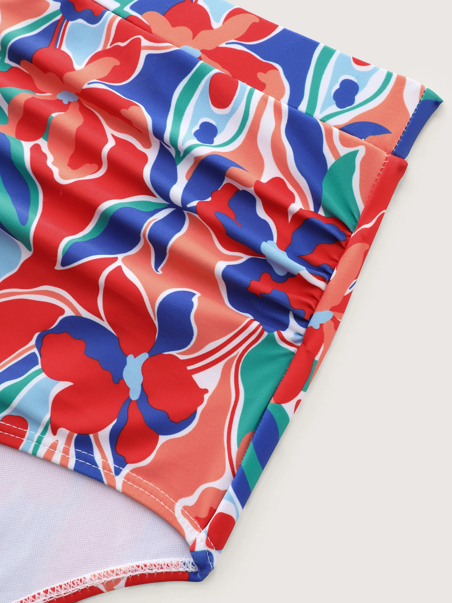 Vibrant Floral Print Ruched Swim Bottoms - Image 6
