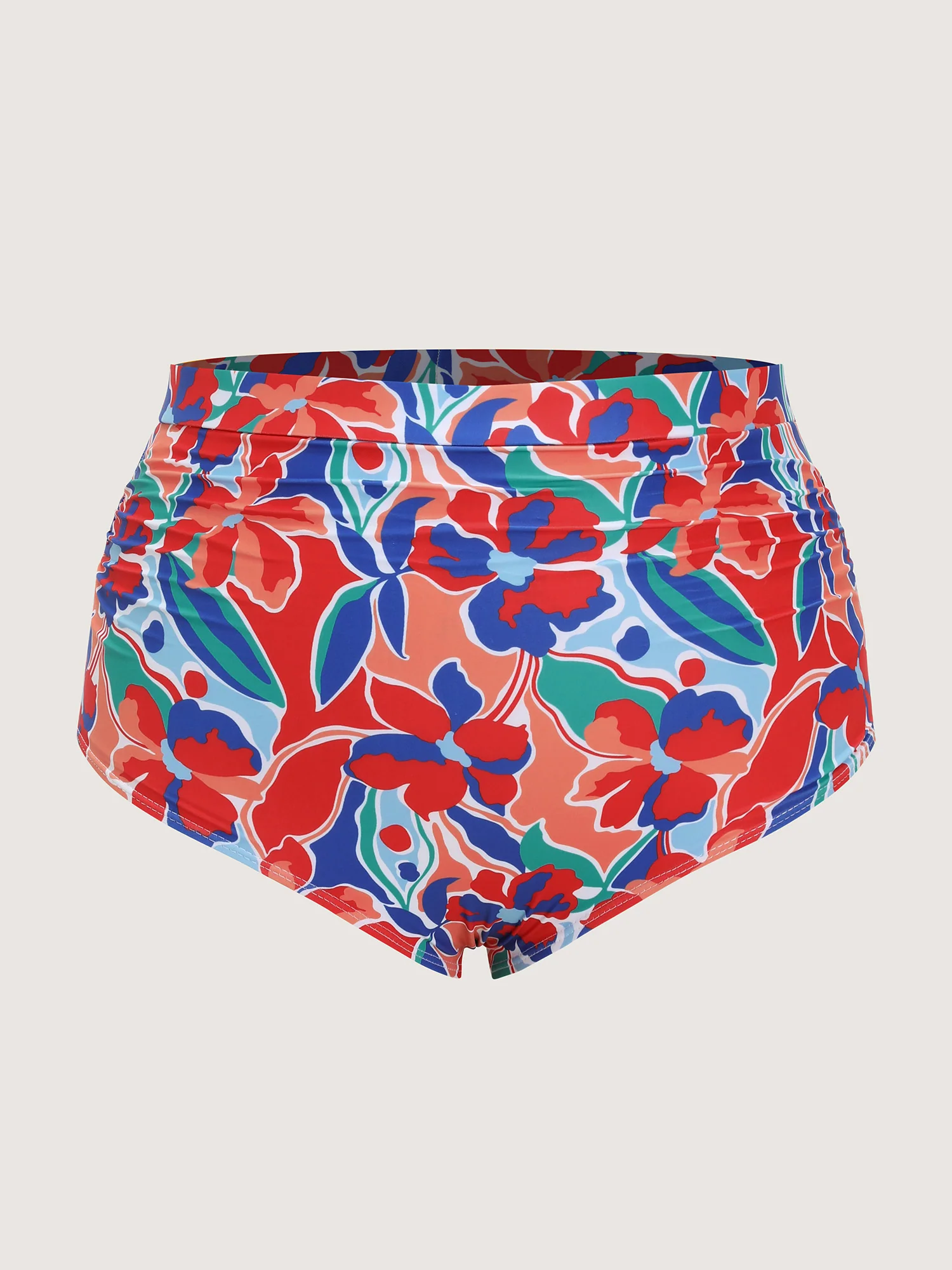 Vibrant Floral Print Ruched Swim Bottoms - Image 7
