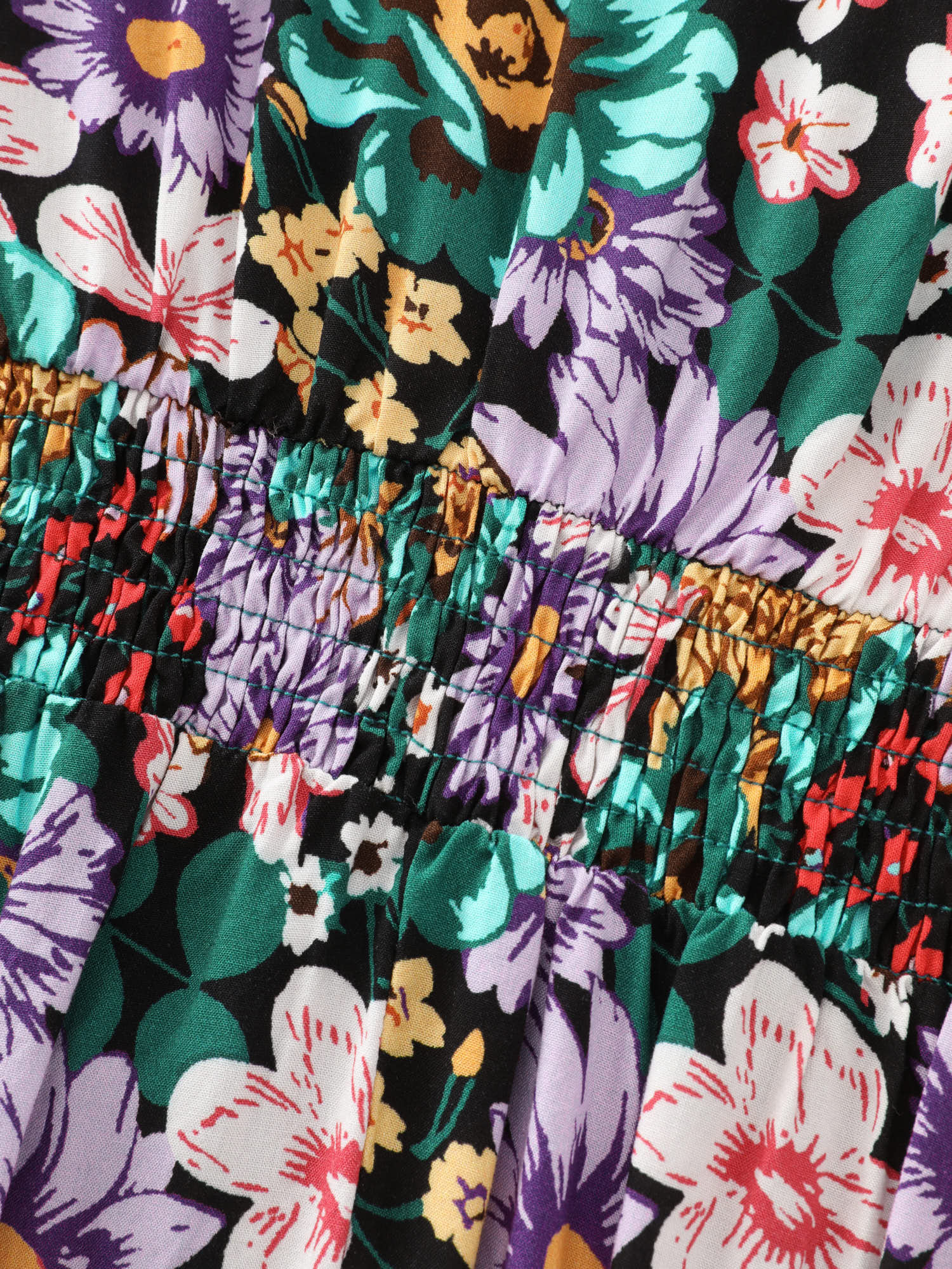 Vibrant Floral Print Ruffled Neckline Mini Dress - Image 6